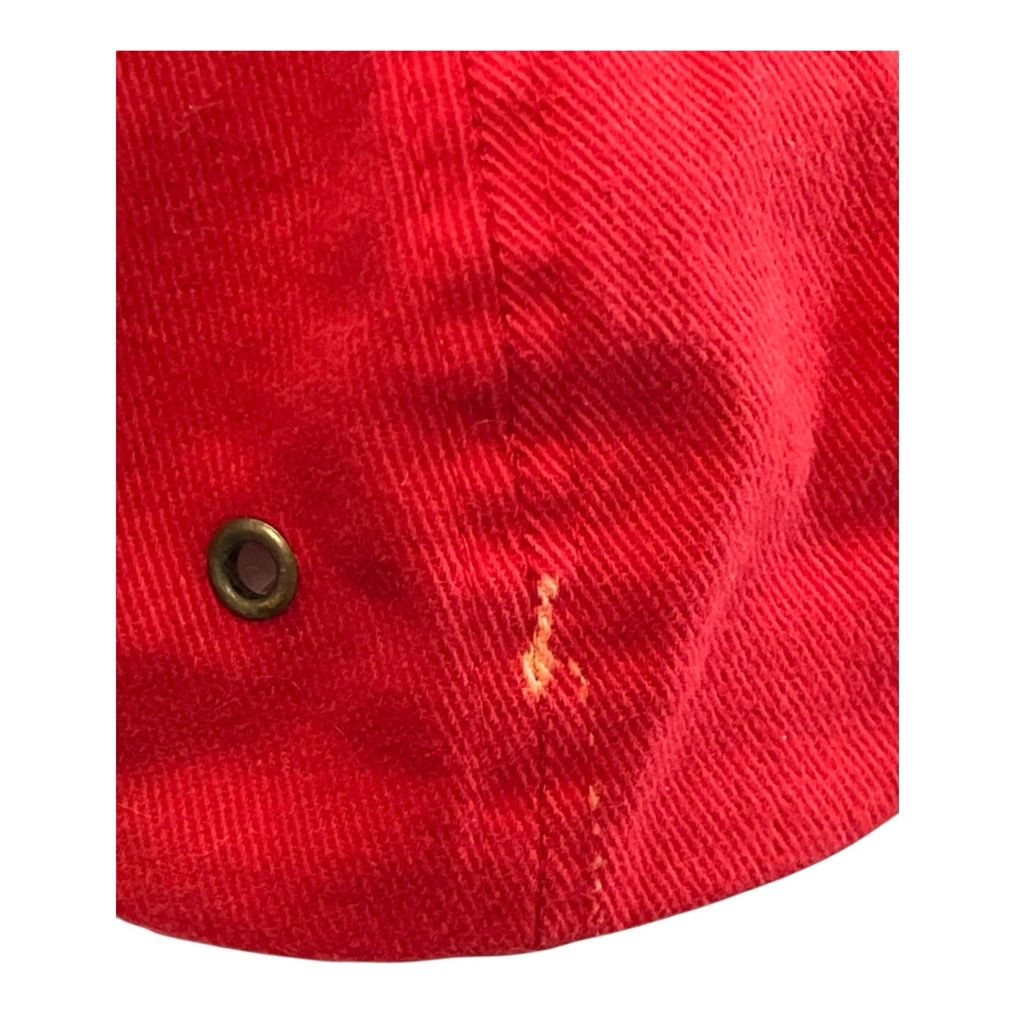 Tracker Boats Embroidered Cap – Red & Beige Cotton Hat – Adjustable Strap – 100% Cotton – 2000s Era