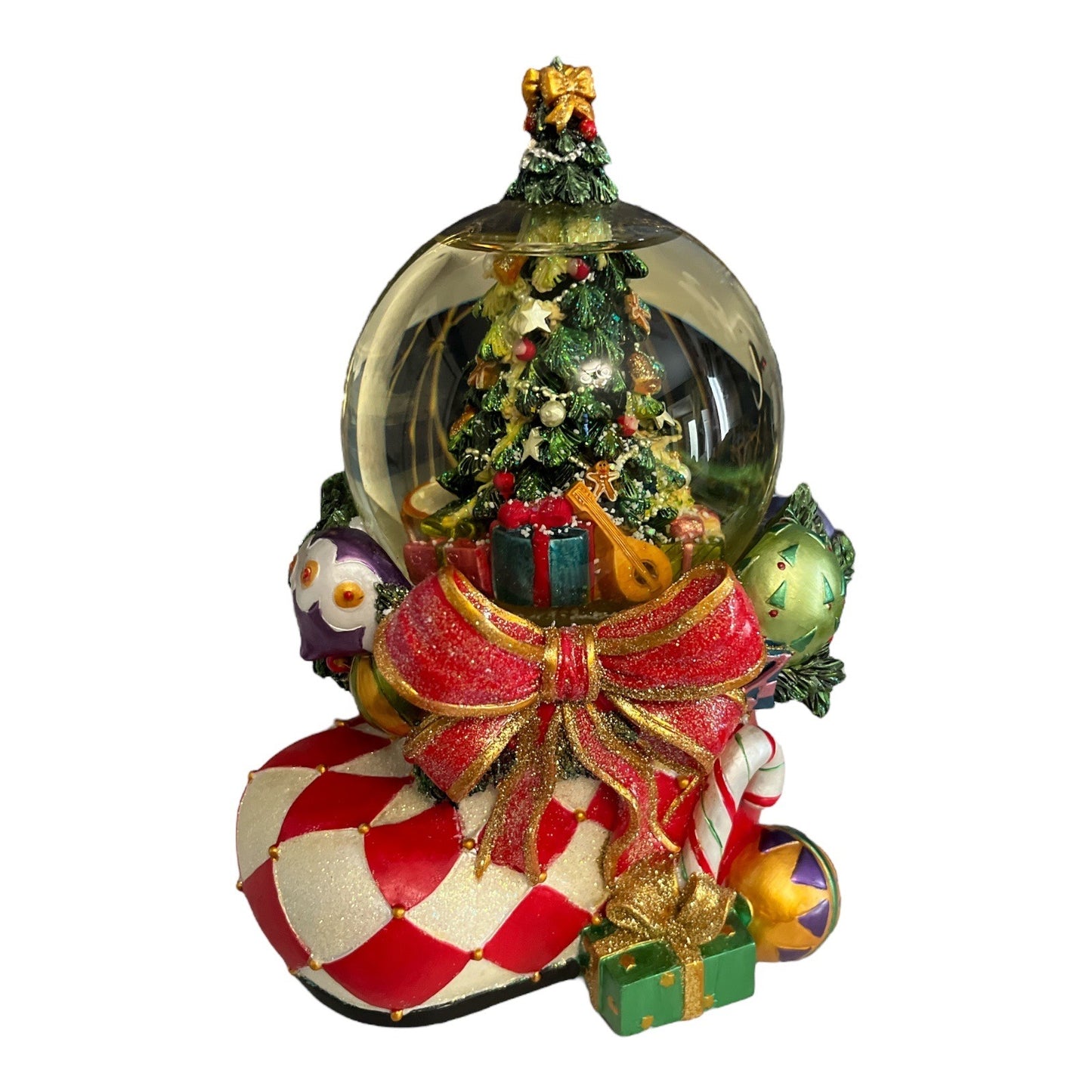 Christopher Radko Harlequin Stocking Musical Snowglobe – 2006 – O Tannenbaum – With Box