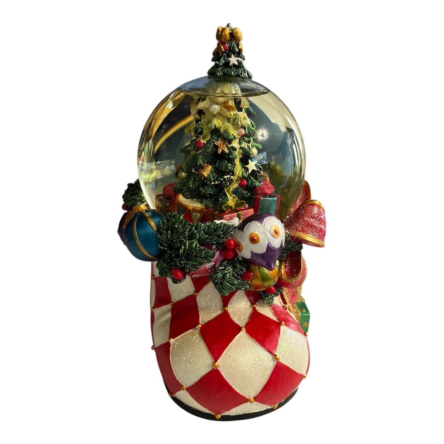 Christopher Radko Harlequin Stocking Musical Snowglobe – 2006 – O Tannenbaum – With Box