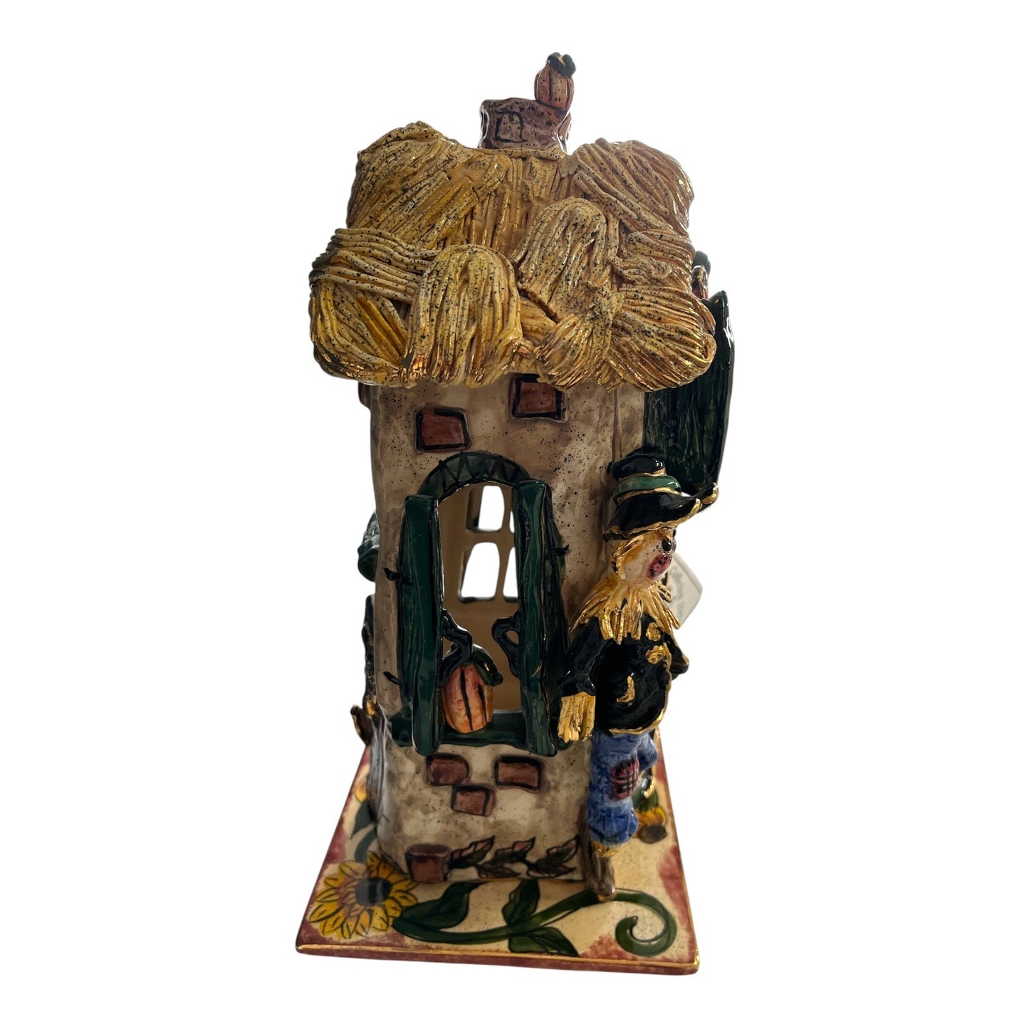 NWT Heather Goldminc Clayworks “Autumn” Four Seasons Collection 2001 Tealight House w/ Base – Blue Sky