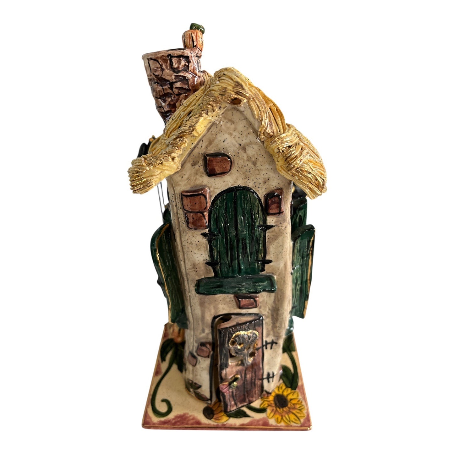 NWT Heather Goldminc Clayworks “Autumn” Four Seasons Collection 2001 Tealight House w/ Base – Blue Sky