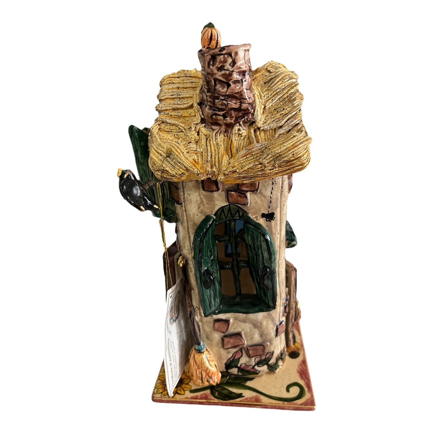 NWT Heather Goldminc Clayworks “Autumn” Four Seasons Collection 2001 Tealight House w/ Base – Blue Sky