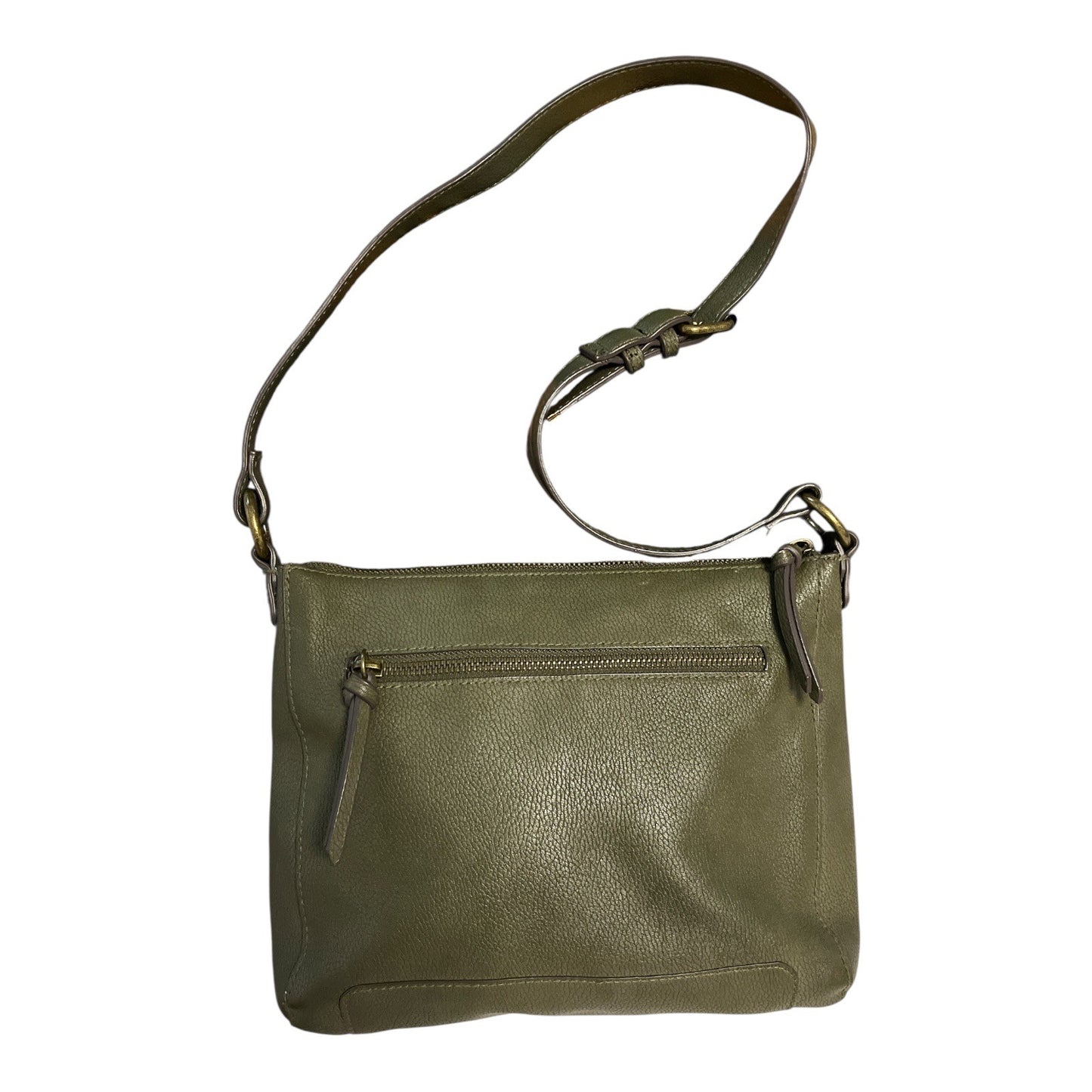 Sonoma Green Faux Leather Crossbody Bag – Cutout Floral Detail