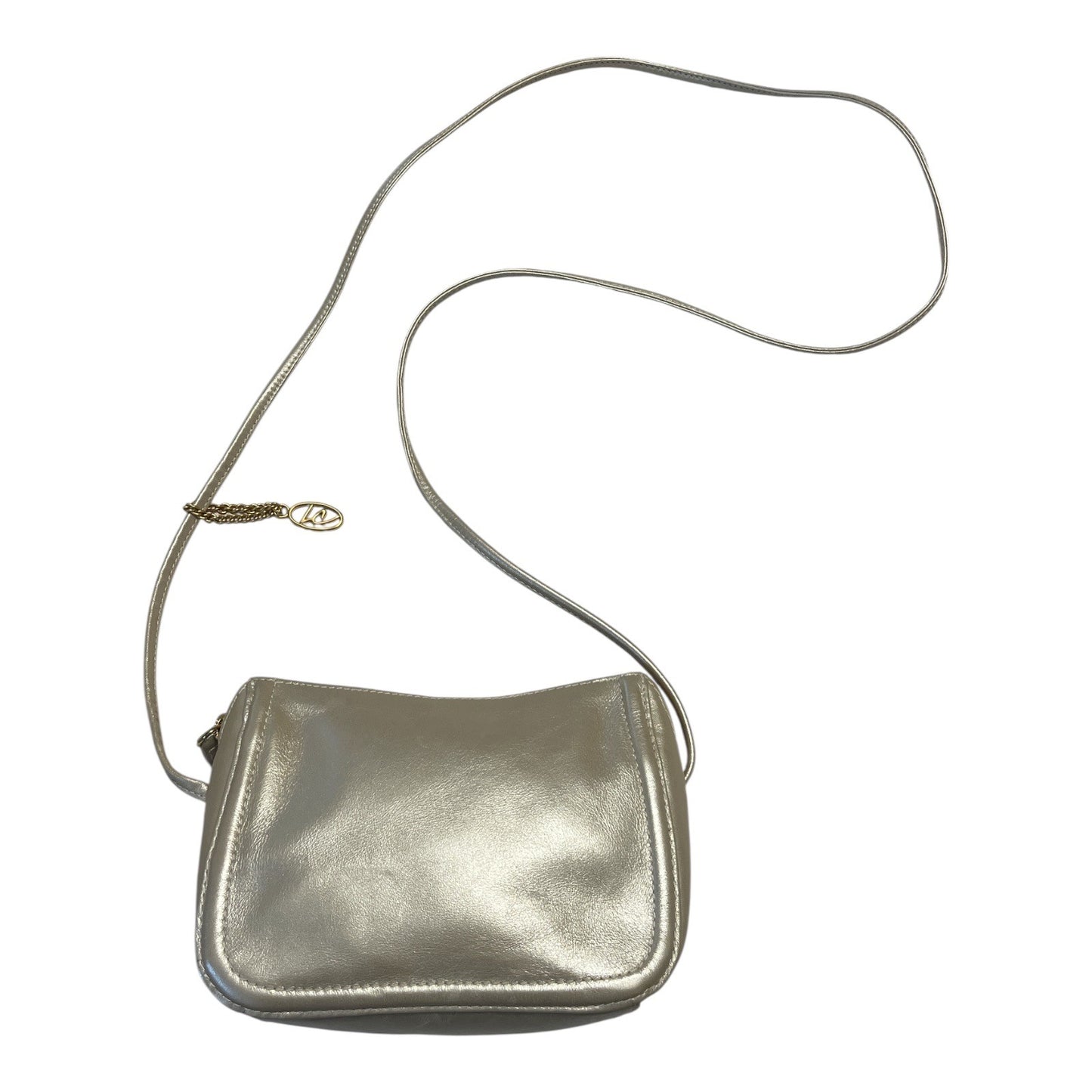 Vintage Liz Claiborne Leather Co. Mini Crossbody Bag – Champagne Leather – LC Gold Charm – Y2K Purse