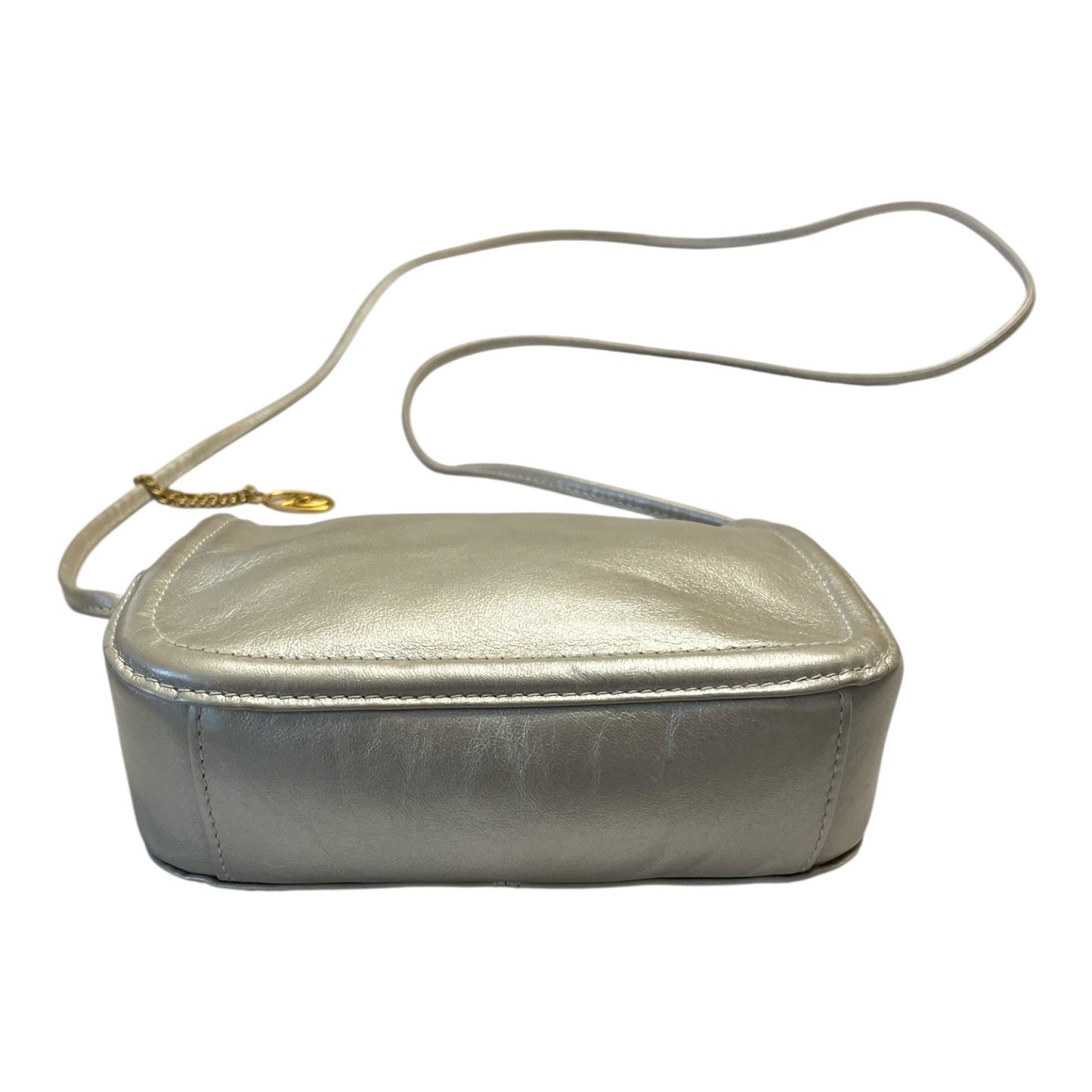 Vintage Liz Claiborne Leather Co. Mini Crossbody Bag – Champagne Leather – LC Gold Charm – Y2K Purse
