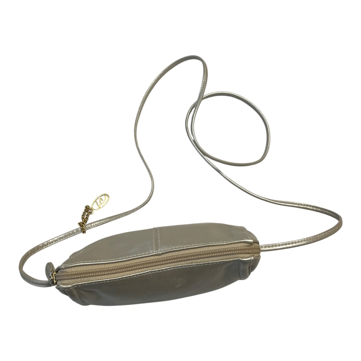 Vintage Liz Claiborne Leather Co. Mini Crossbody Bag – Champagne Leather – LC Gold Charm – Y2K Purse