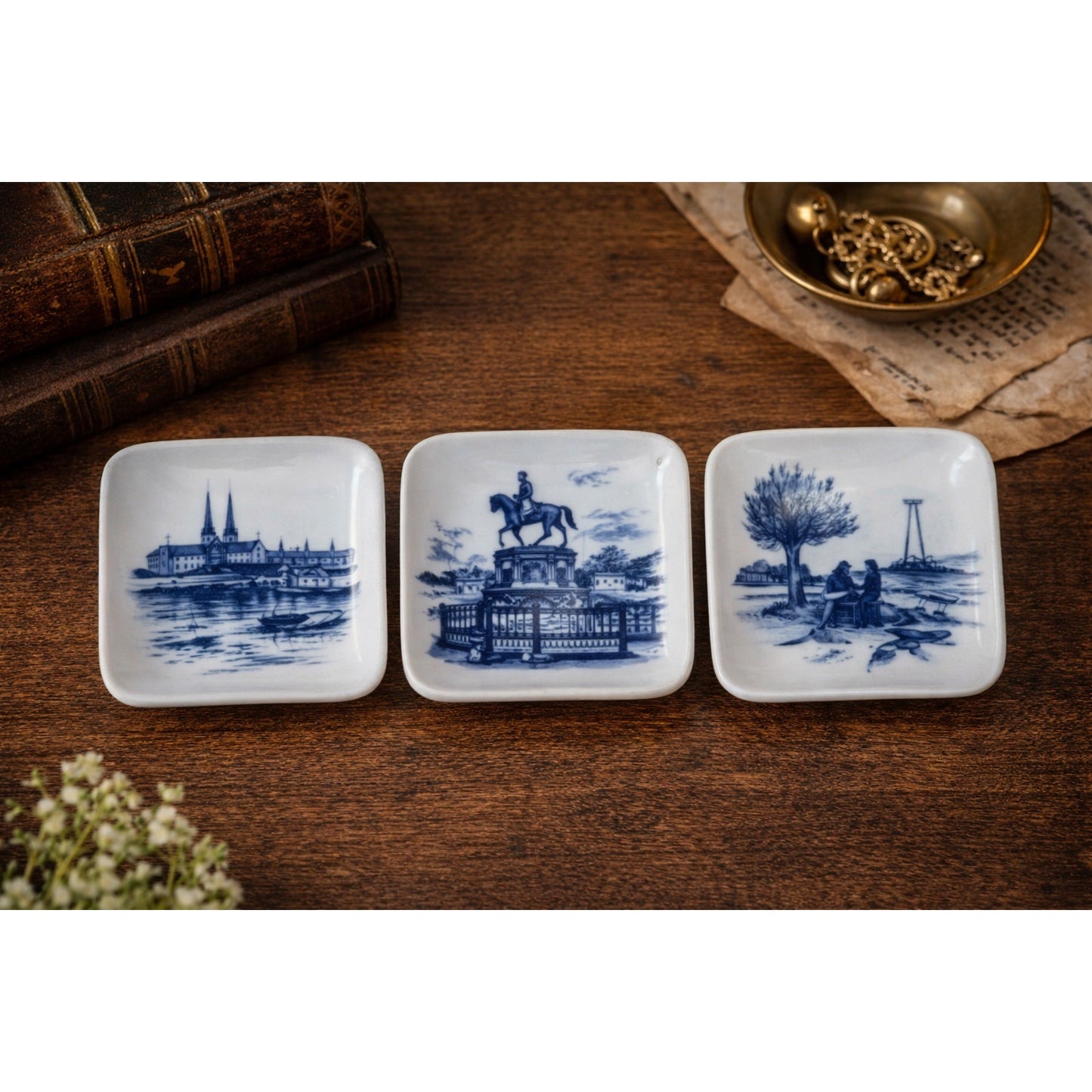Royal Copenhagen Mini Plates Set of 3 Denmark Blue Porcelain Wall Plaques 2985 1985