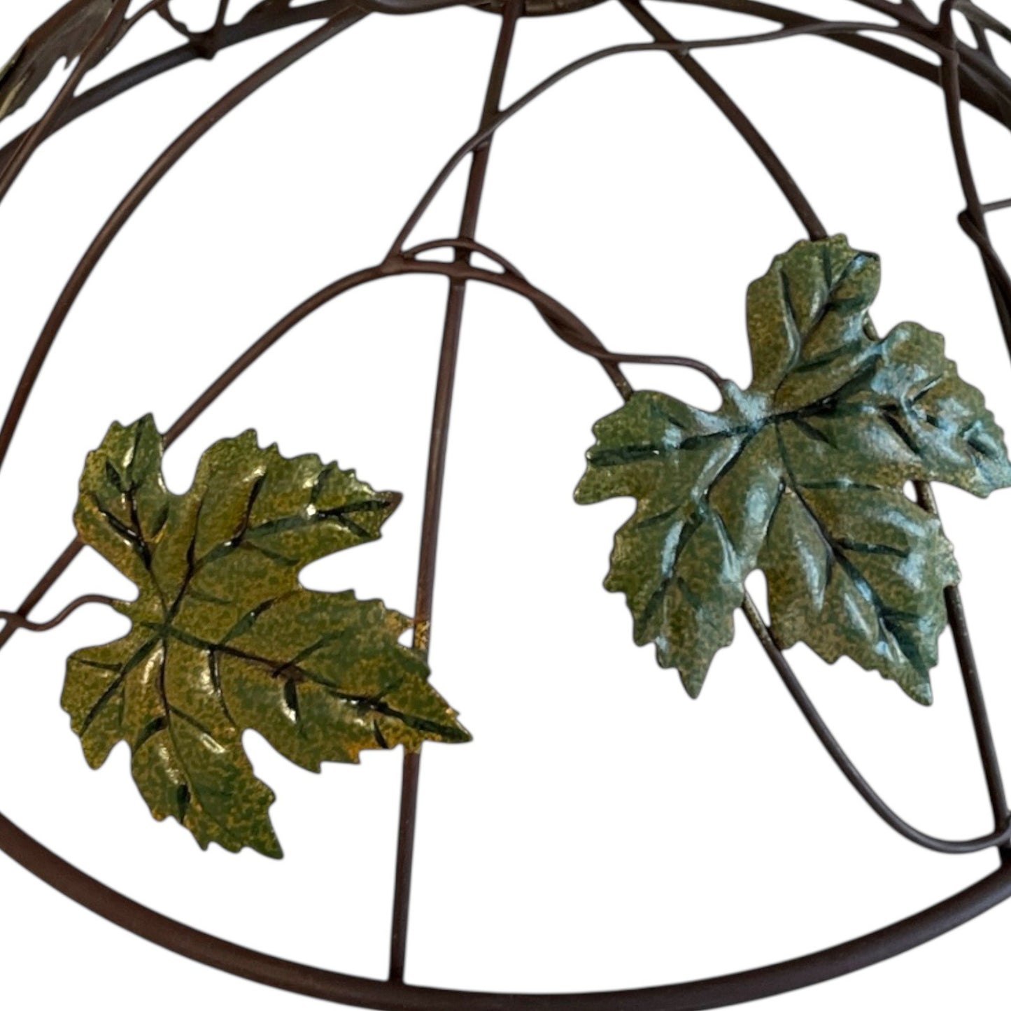 Tuscan Style Decorative Metal Fruit Bowl with Grape and Leaf Motif