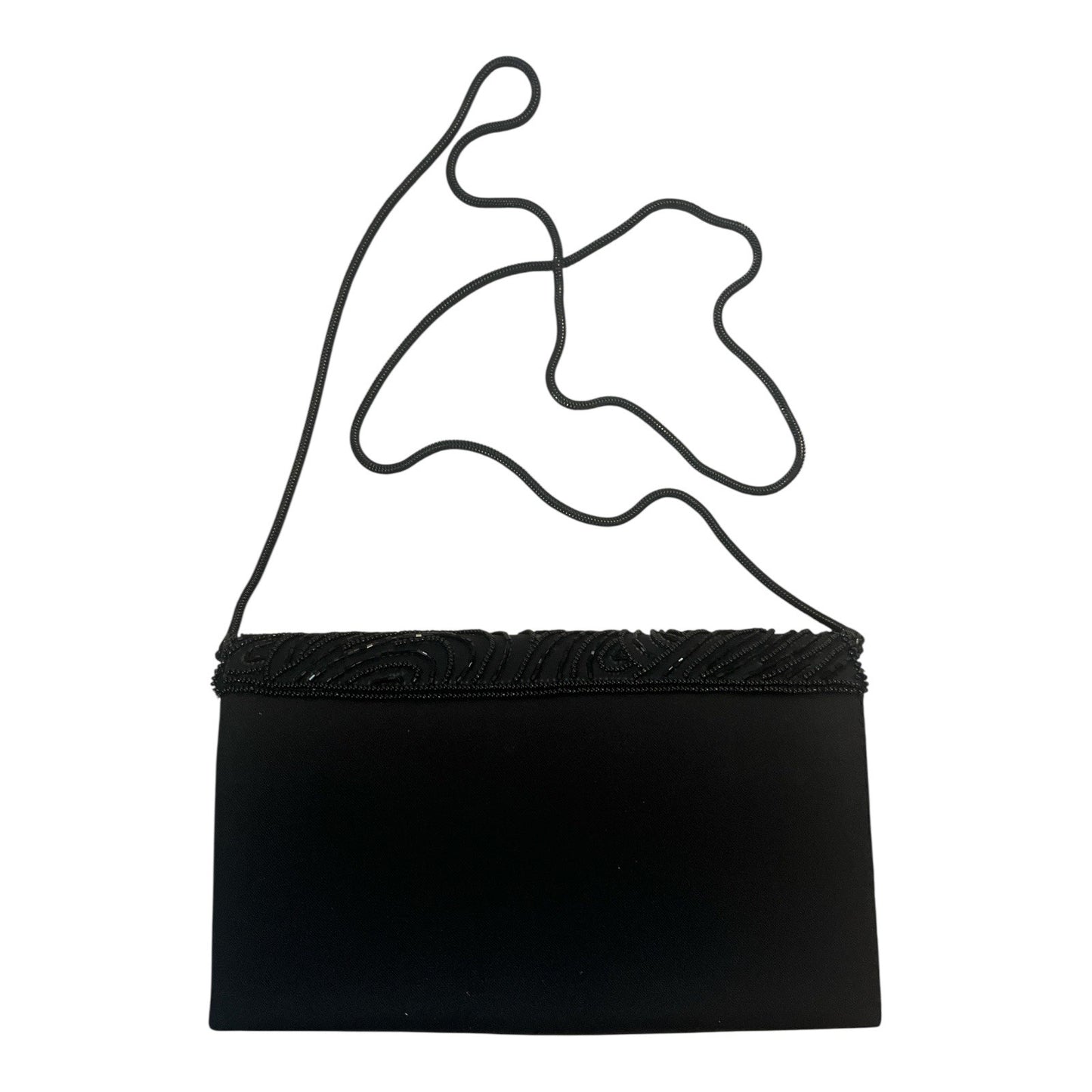 Vintage André Cellini Beaded Evening Bag – Black Clutch Shoulder Purse – 1980s