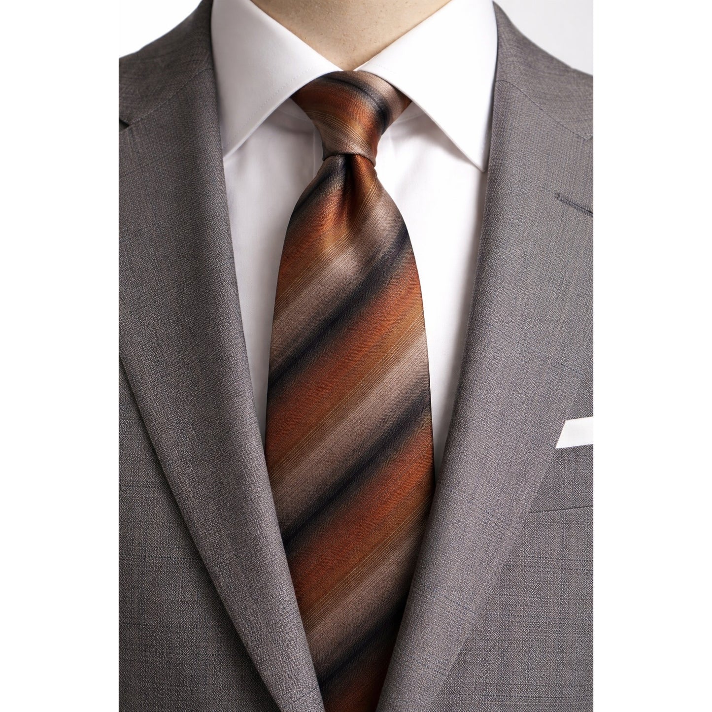 Angelo Stanganini Firenze Silk Tie Brown Copper Diagonal Stripe Made in Italy Y2K