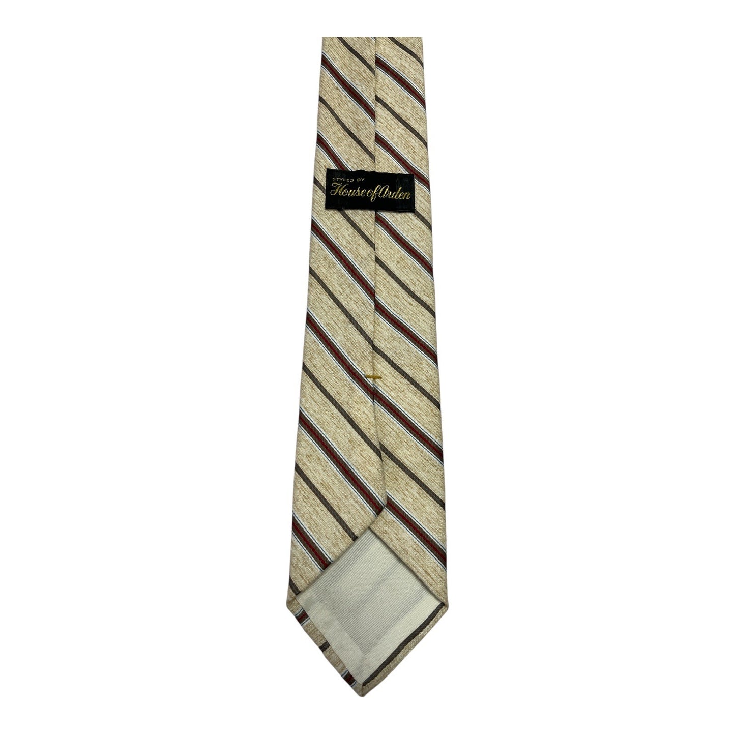 Vintage House of Arden Striped Necktie – Beige, Brown & Red