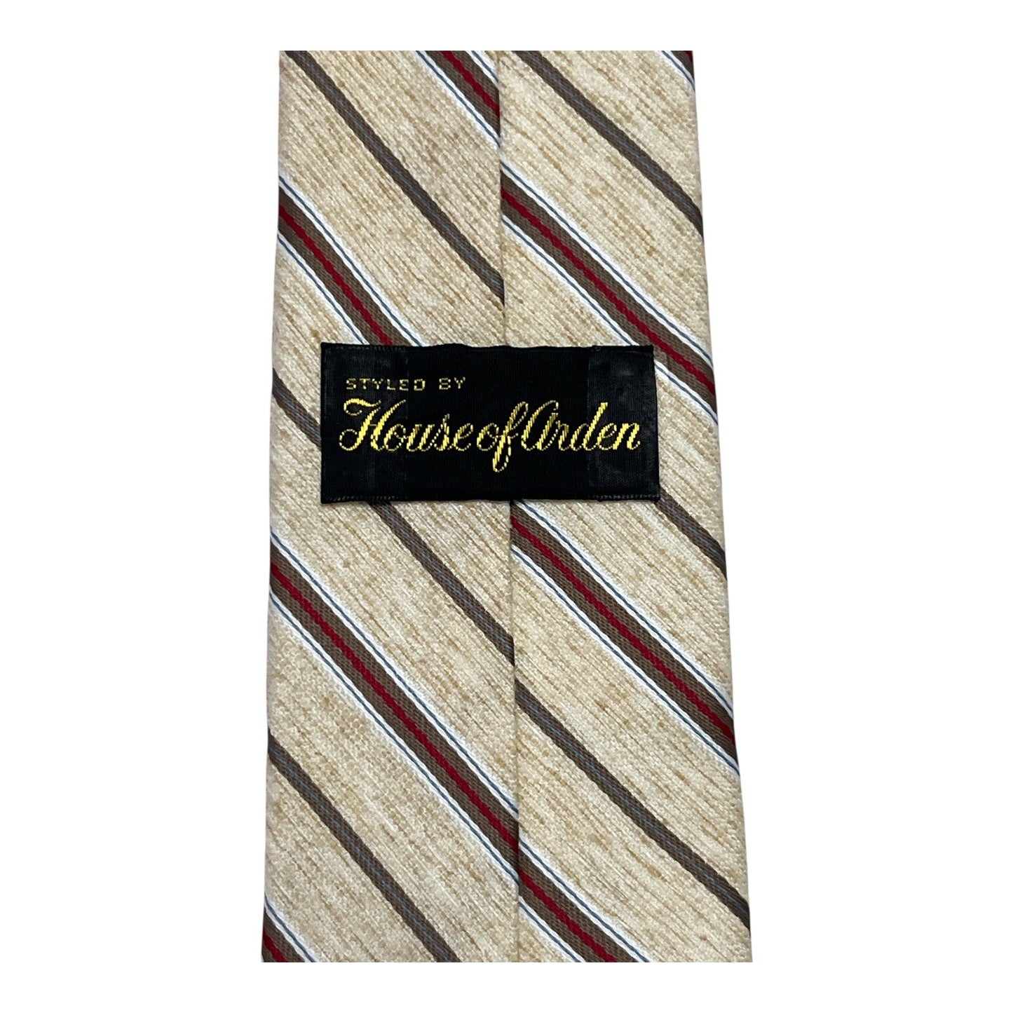 Vintage House of Arden Striped Necktie – Beige, Brown & Red