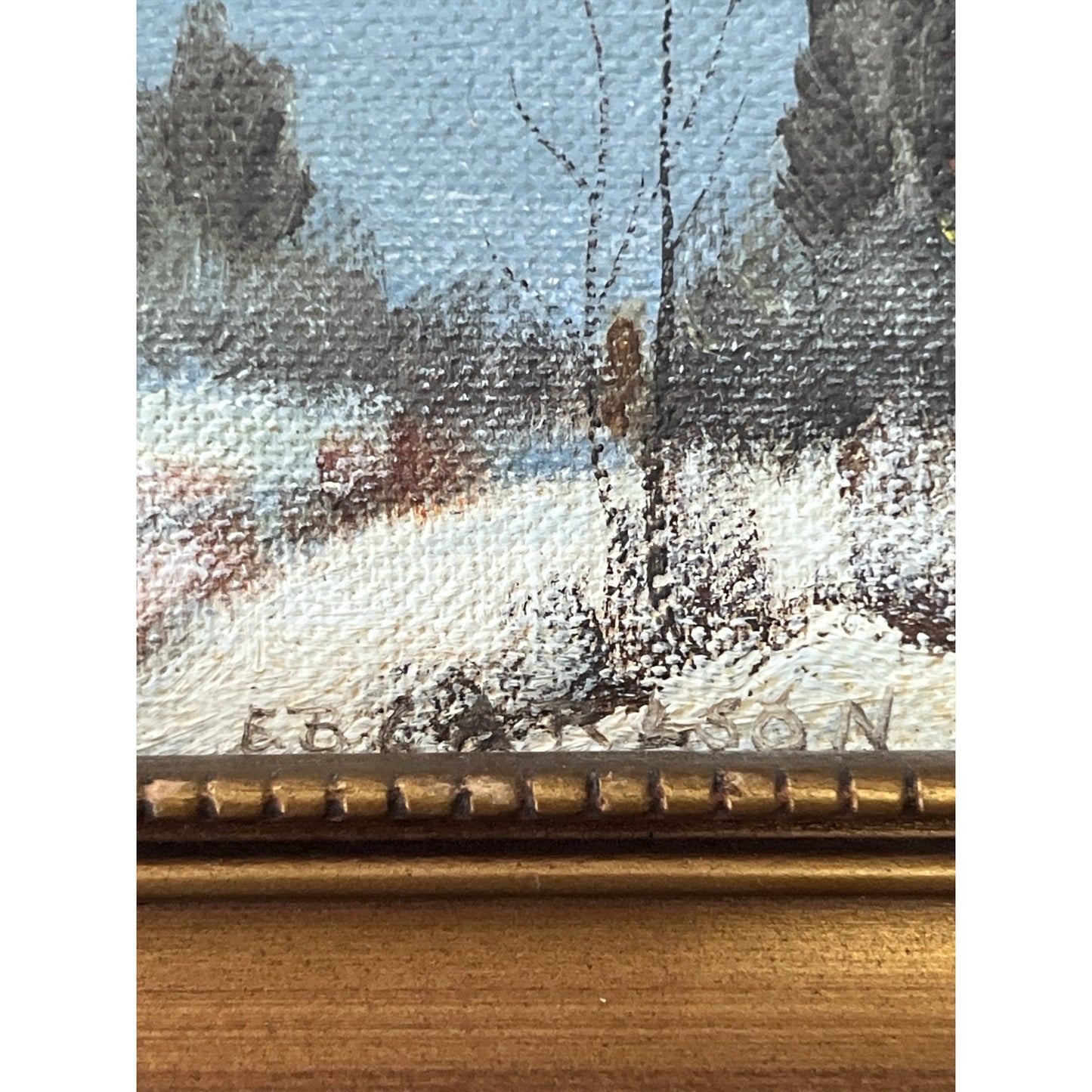 Vintage 1968 Owasco Lake Finger Lakes NY Oil Painting – Signed E.B. Carlson – 6.5x7.5