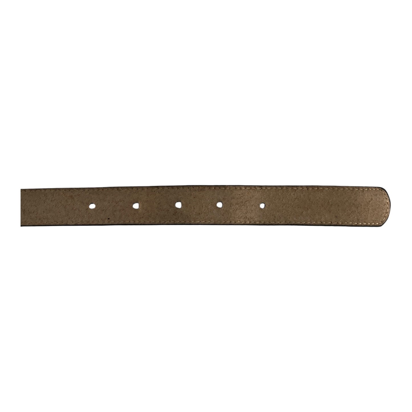 Vtg Brown Leather Belt with Wood Inlay Buckle – Size 40/100 – Imported Cowhide, Pigskin Lined