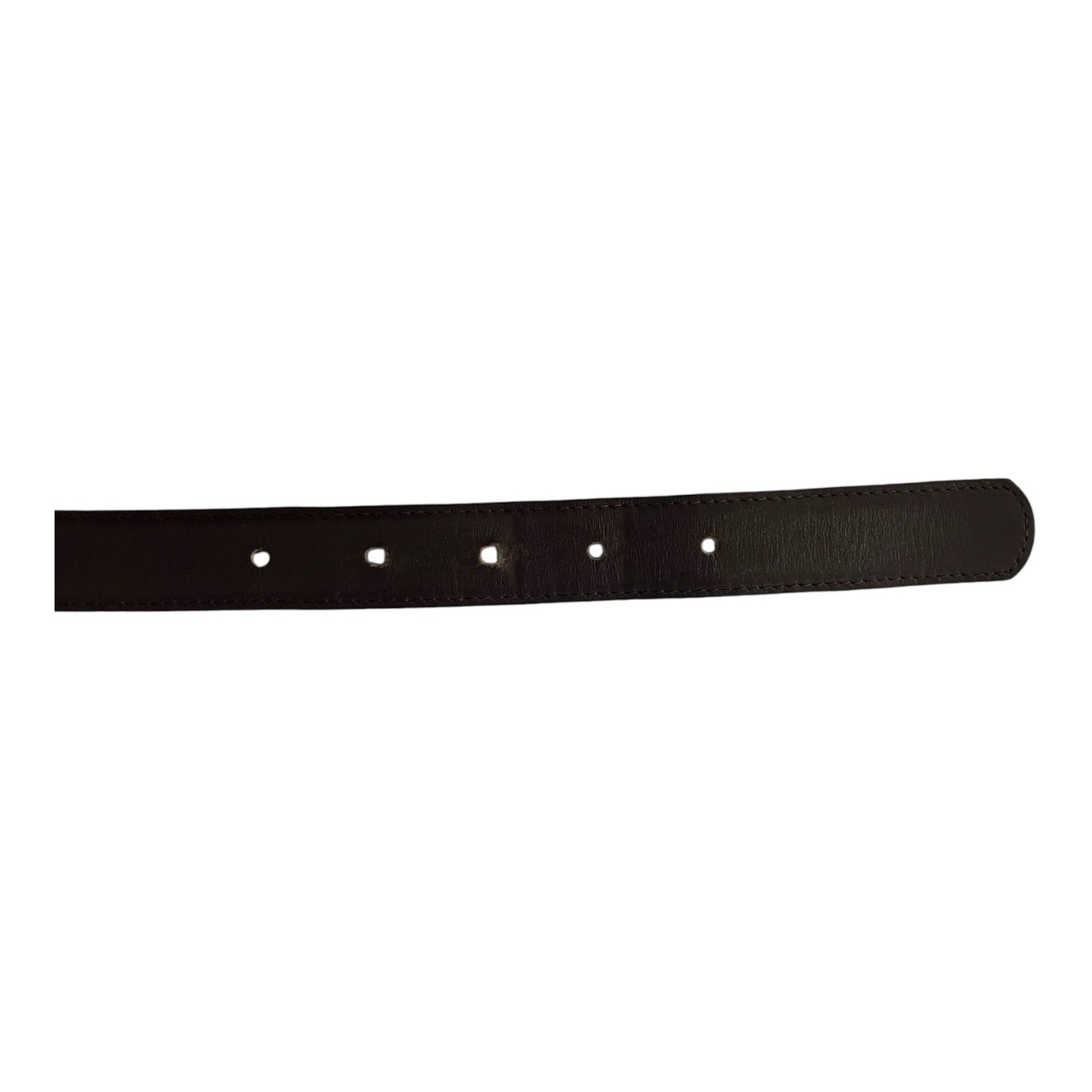 Vtg Brown Leather Belt with Wood Inlay Buckle – Size 40/100 – Imported Cowhide, Pigskin Lined