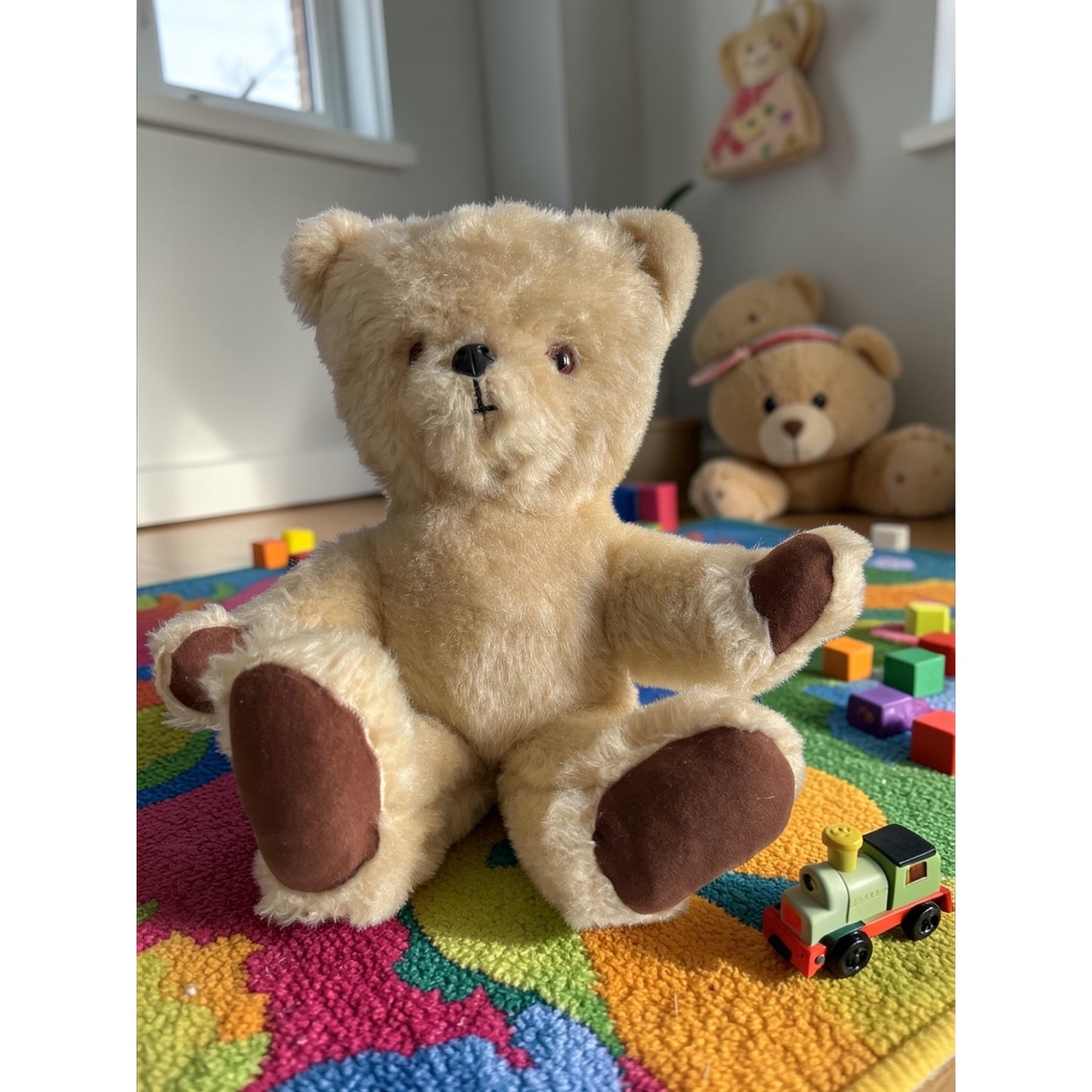 Vintage Lefray Hygienic Toys Mohair Teddy Bear England 1950s Classic Plush Collectible 16in