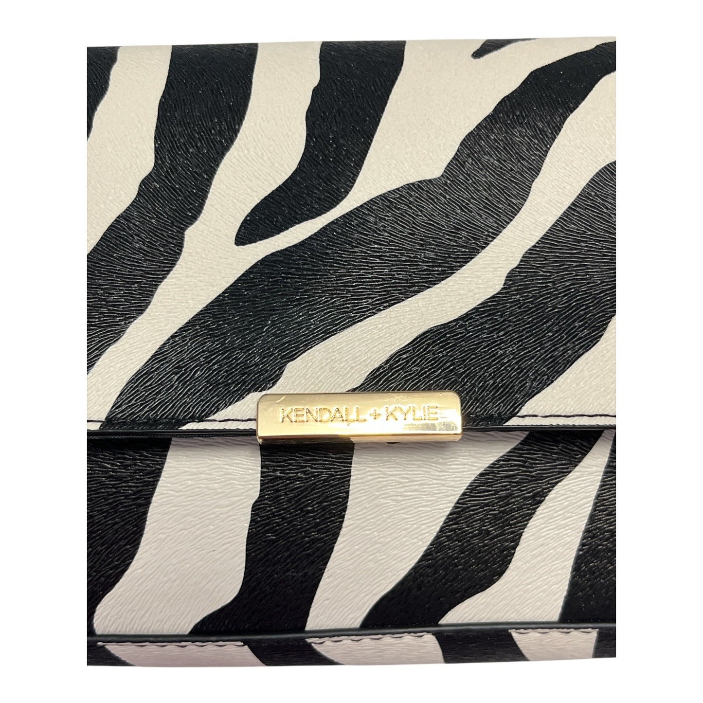 Kendall + Kylie Zebra Print Shoulder Bag – Faux Leather – Gold-Tone Hardware