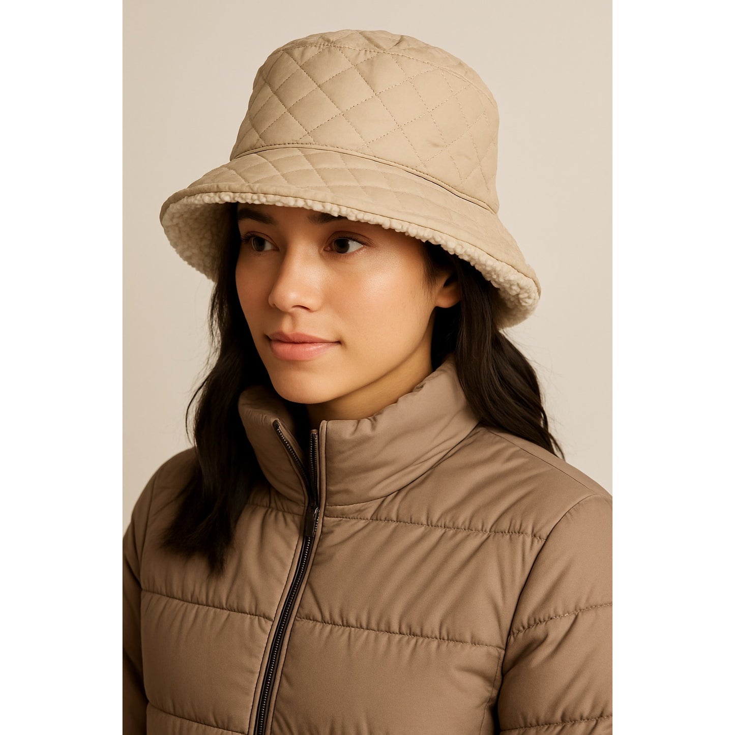 Britt’s Knits Apres-Ski Reversible Sherpa Bucket Hat – Oat Quilted & Fleece