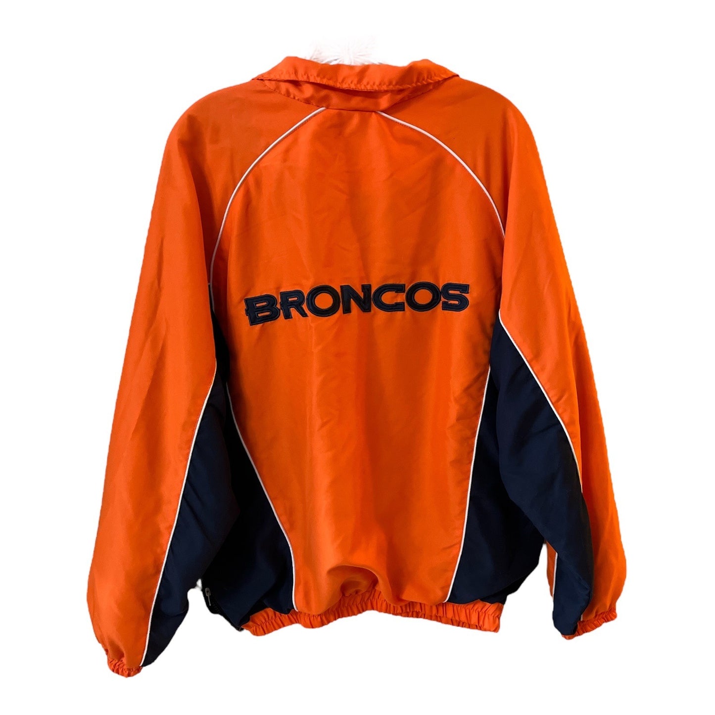 Denver Broncos NFL Pullover Jacket Medium Orange & Navy Quarter-Zip Lightweight