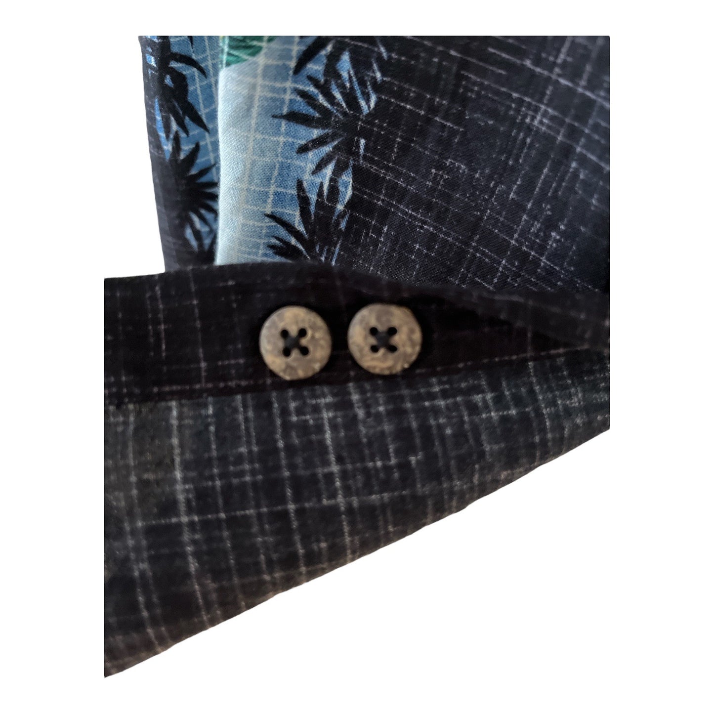 Batik Bay Men's XL Hawaiian Shirt – Black Rayon with Surfboards & Palms – Made in Indonesia