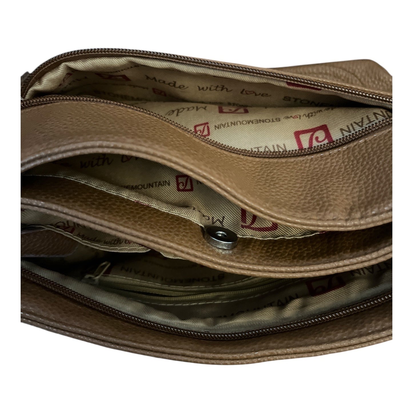 Stone Mountain USA Faux Leather Crossbody Shoulder Bag – Tan
