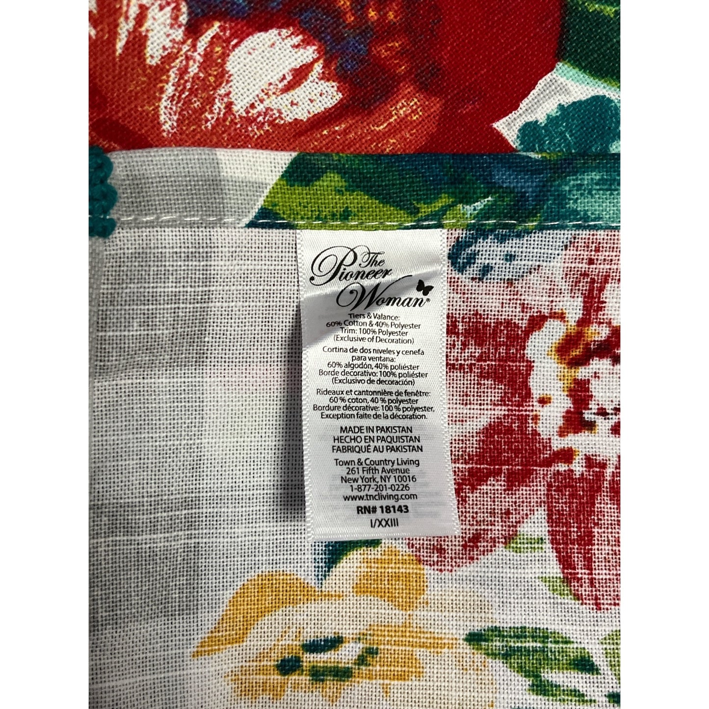 The Pioneer Woman 2-Panel Window Curtains – Gray Gingham with Bright Floral Border & Tassel Trim – 30” x 38”