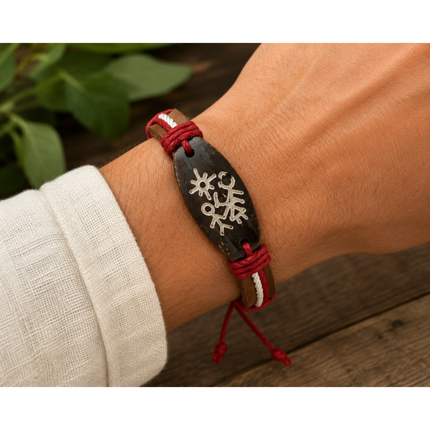 Authentic Yuda Band Handmade Guatemala Leather Bracelet Adjustable Tribal Wristband