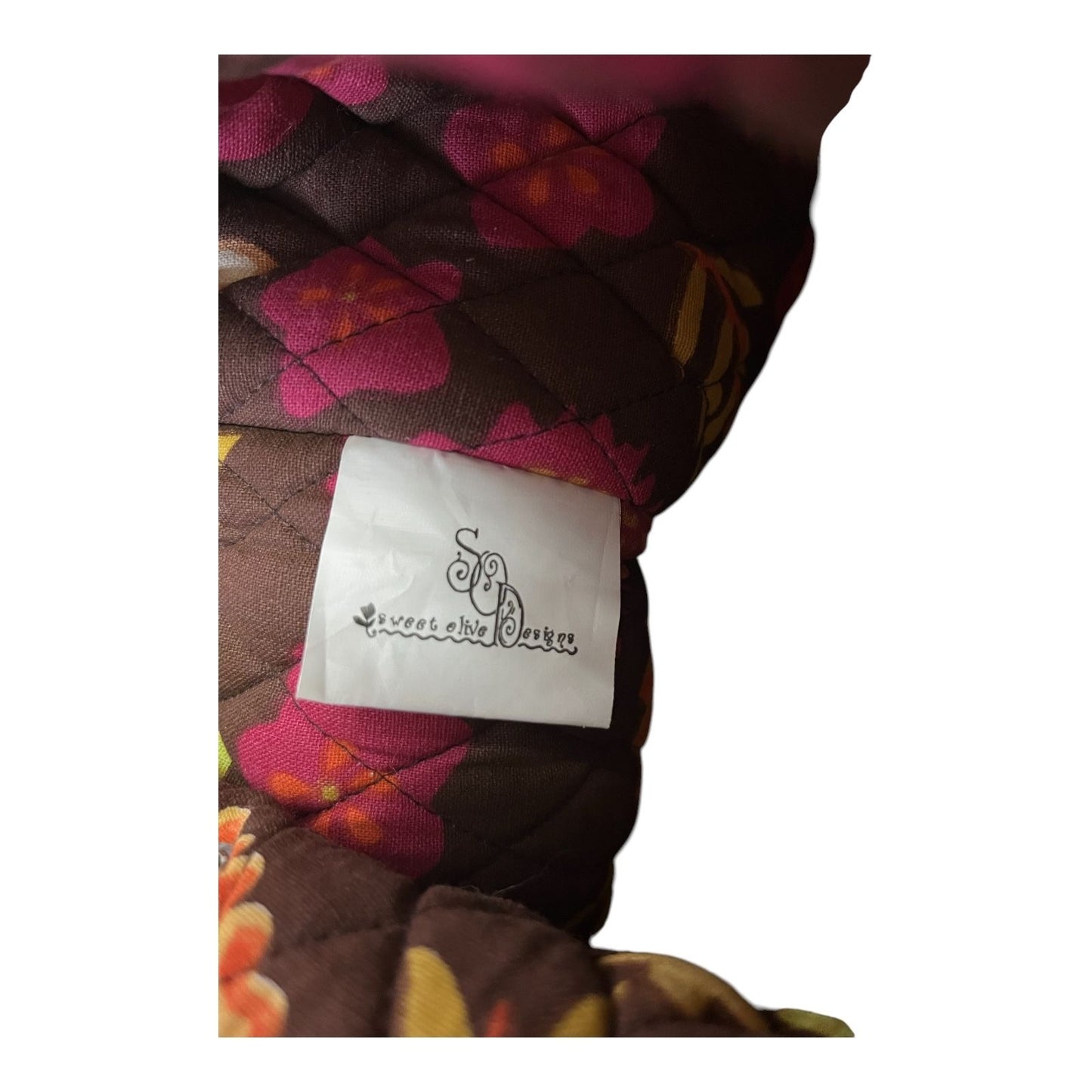 Sweet Olive Quilted Floral Drawstring Boho Bucket Backpack, Medium, 12"