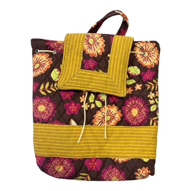 Sweet Olive Quilted Floral Drawstring Boho Bucket Backpack, Medium, 12"