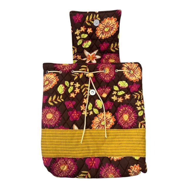 Sweet Olive Quilted Floral Drawstring Boho Bucket Backpack, Medium, 12"