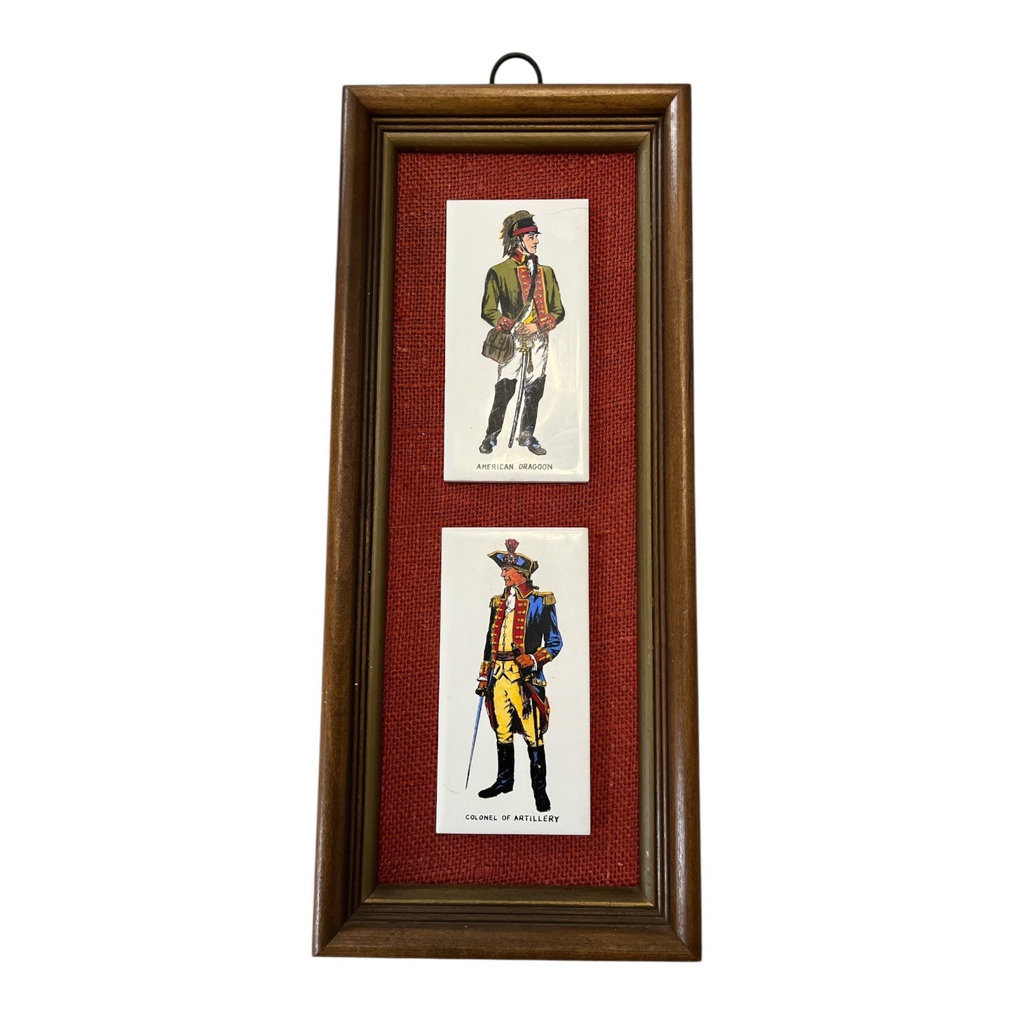 Framed Military Uniform Tiles – American Dragoon & Colonel of Artillery – Vintage