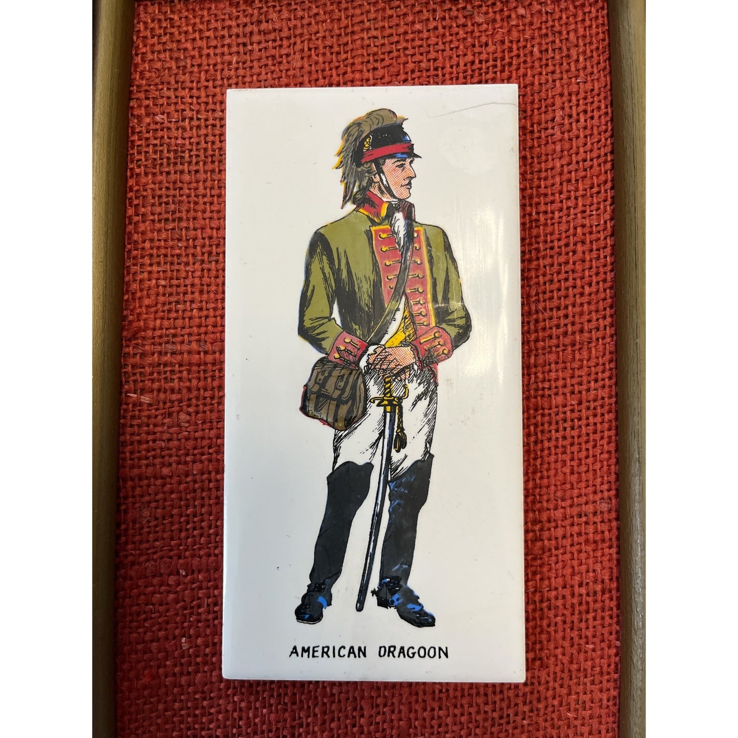 Framed Military Uniform Tiles – American Dragoon & Colonel of Artillery – Vintage