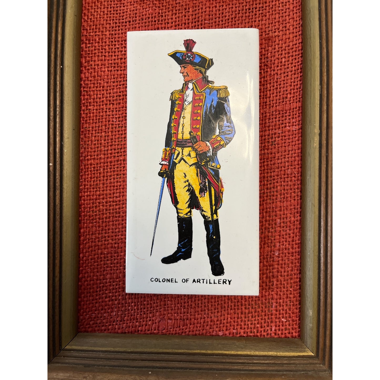 Framed Military Uniform Tiles – American Dragoon & Colonel of Artillery – Vintage