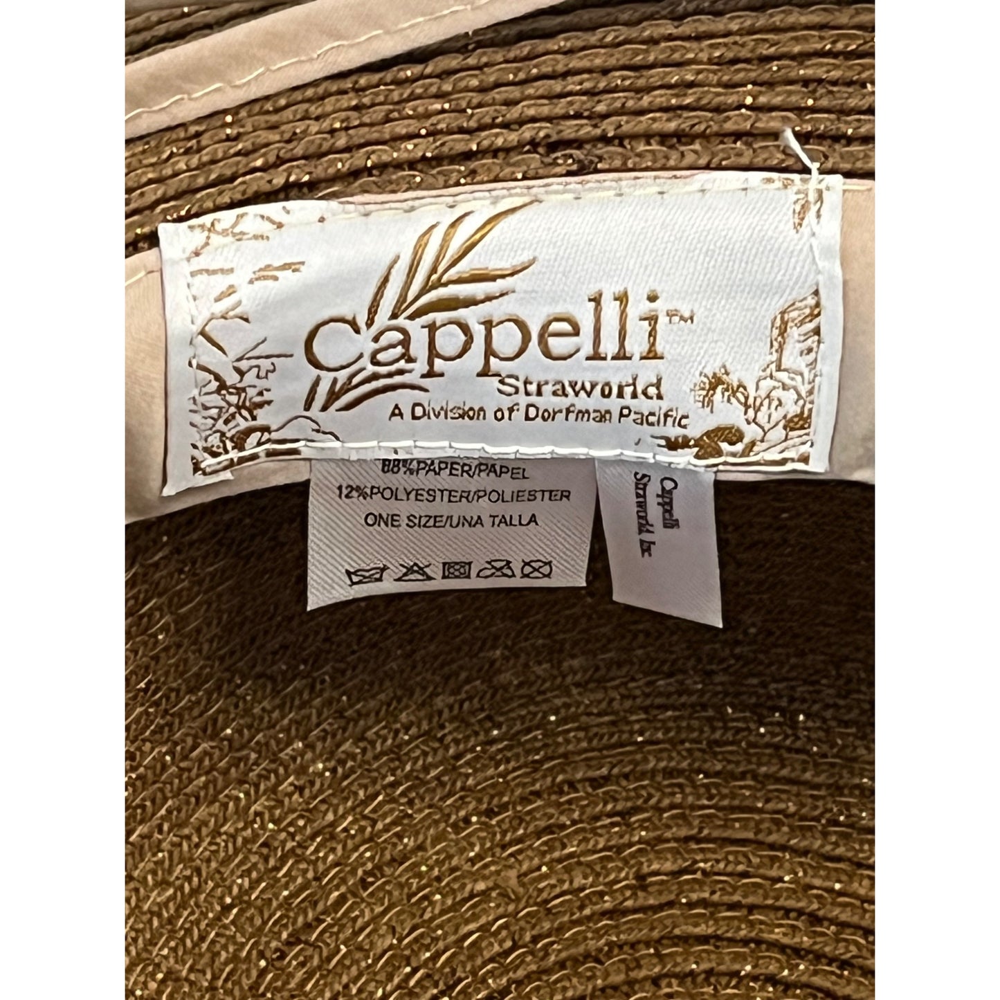 Cappelli Straworld Women’s Wide Brim Floppy Hat | Brown Metallic | 15.5" Rim | UPF Sun Protection