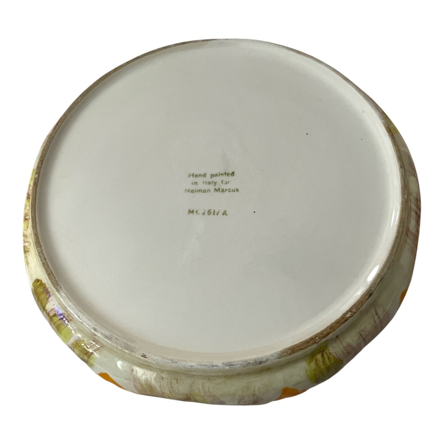 Vtg Neiman Marcus Italian Hand-Painted Corn Salad Bowl with Servers – 9” Ceramic