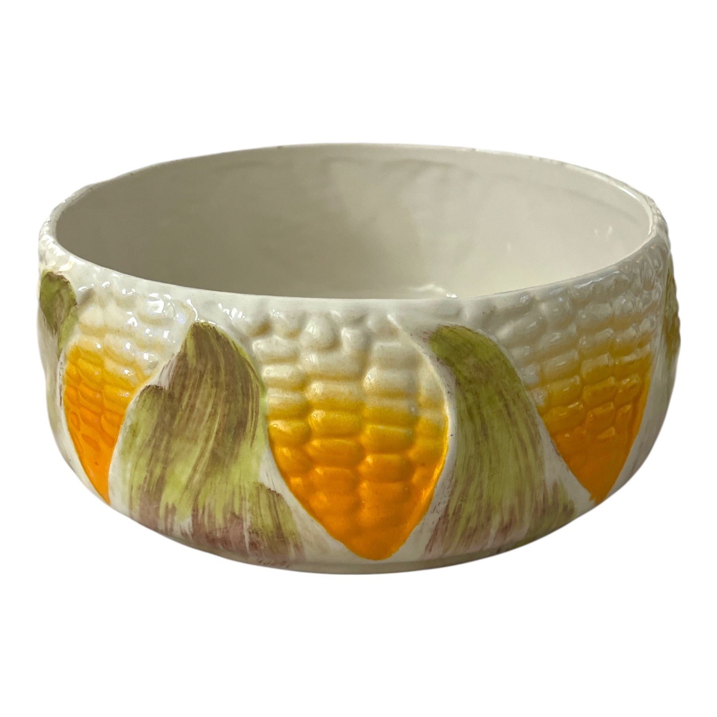 Vtg Neiman Marcus Italian Hand-Painted Corn Salad Bowl with Servers – 9” Ceramic