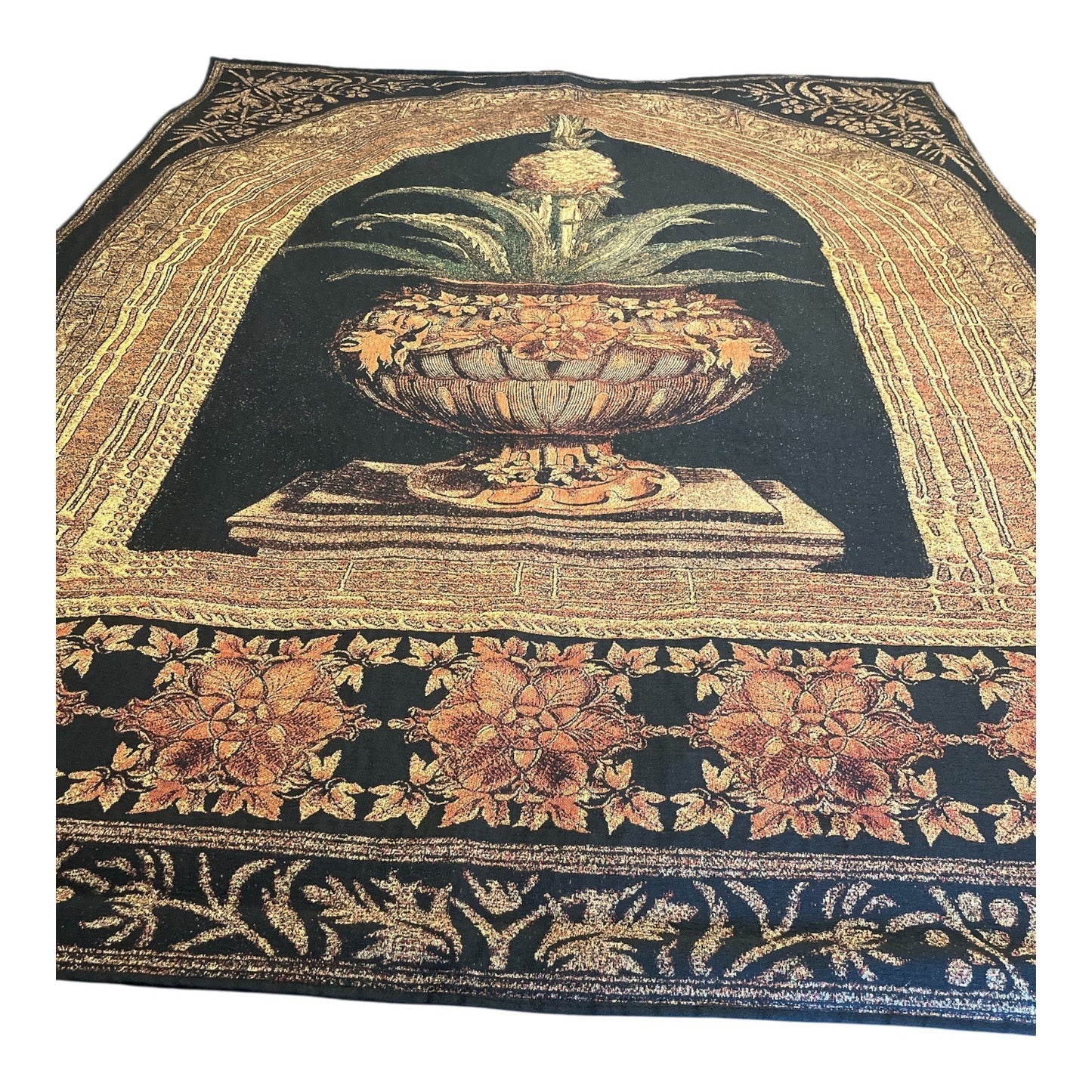 Vintage Fine Art Tapestries Wall Hanging – 50x70 Woven Jacquard Floral Urn, Made in USA