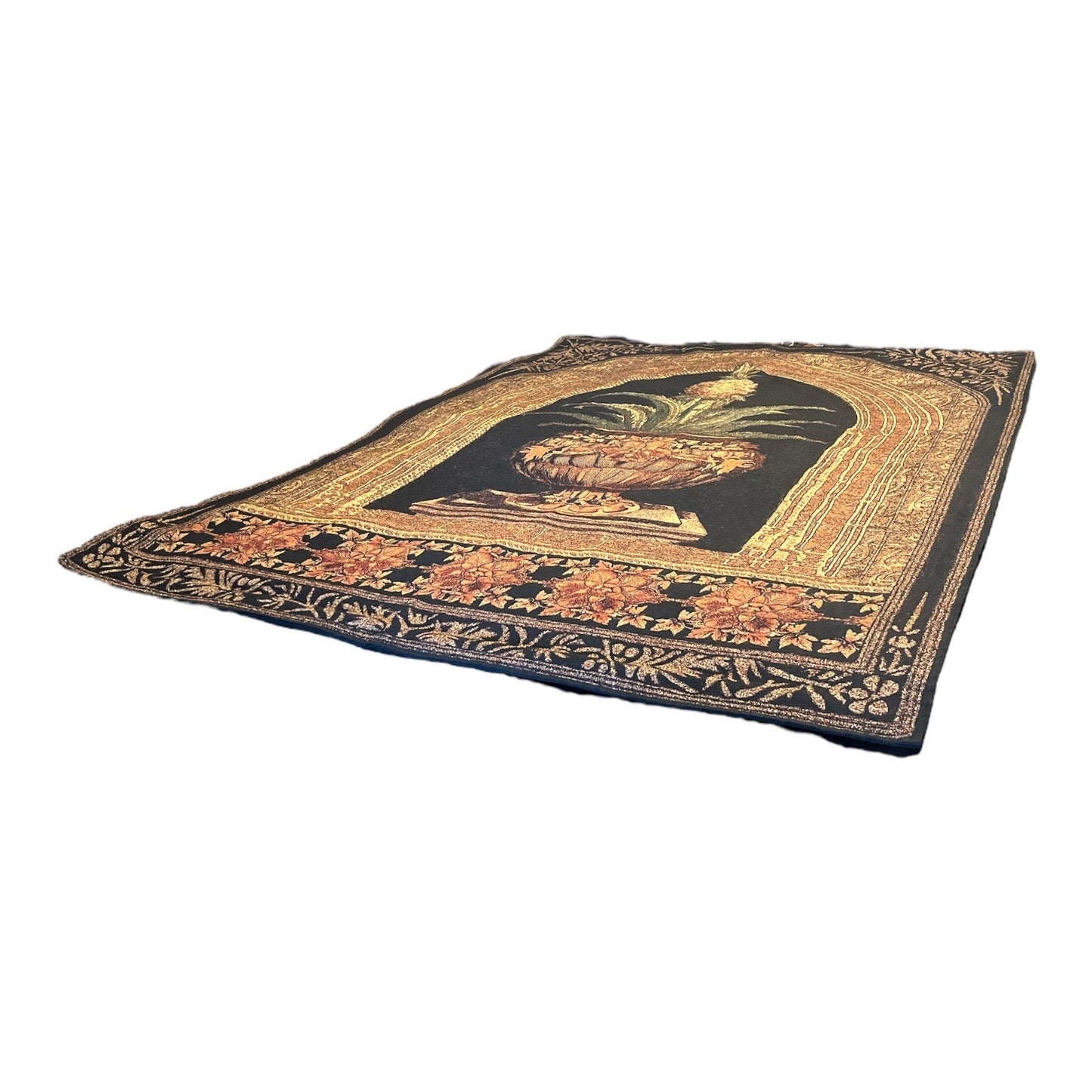 Vintage Fine Art Tapestries Wall Hanging – 50x70 Woven Jacquard Floral Urn, Made in USA