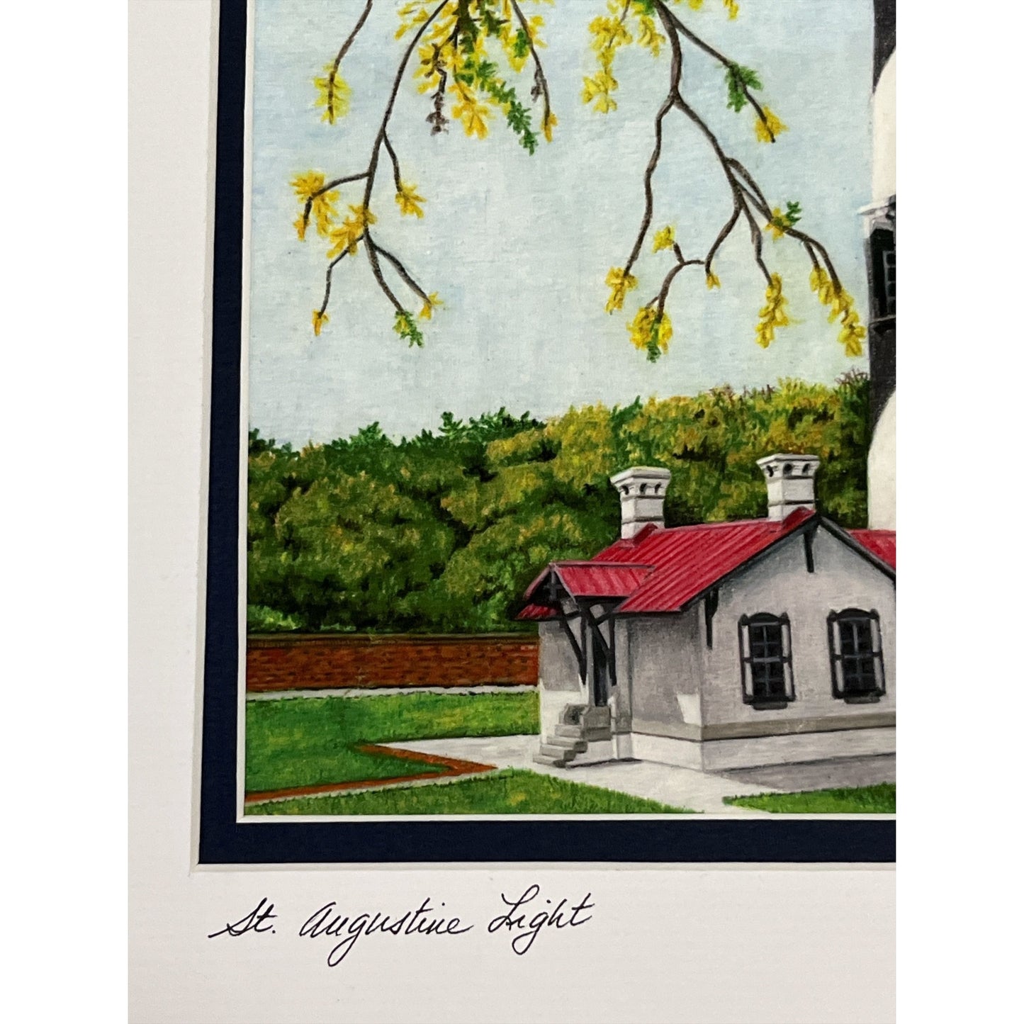Lynn Newell Signed Print – *St. Augustine Light* Lighthouse Pencil Art