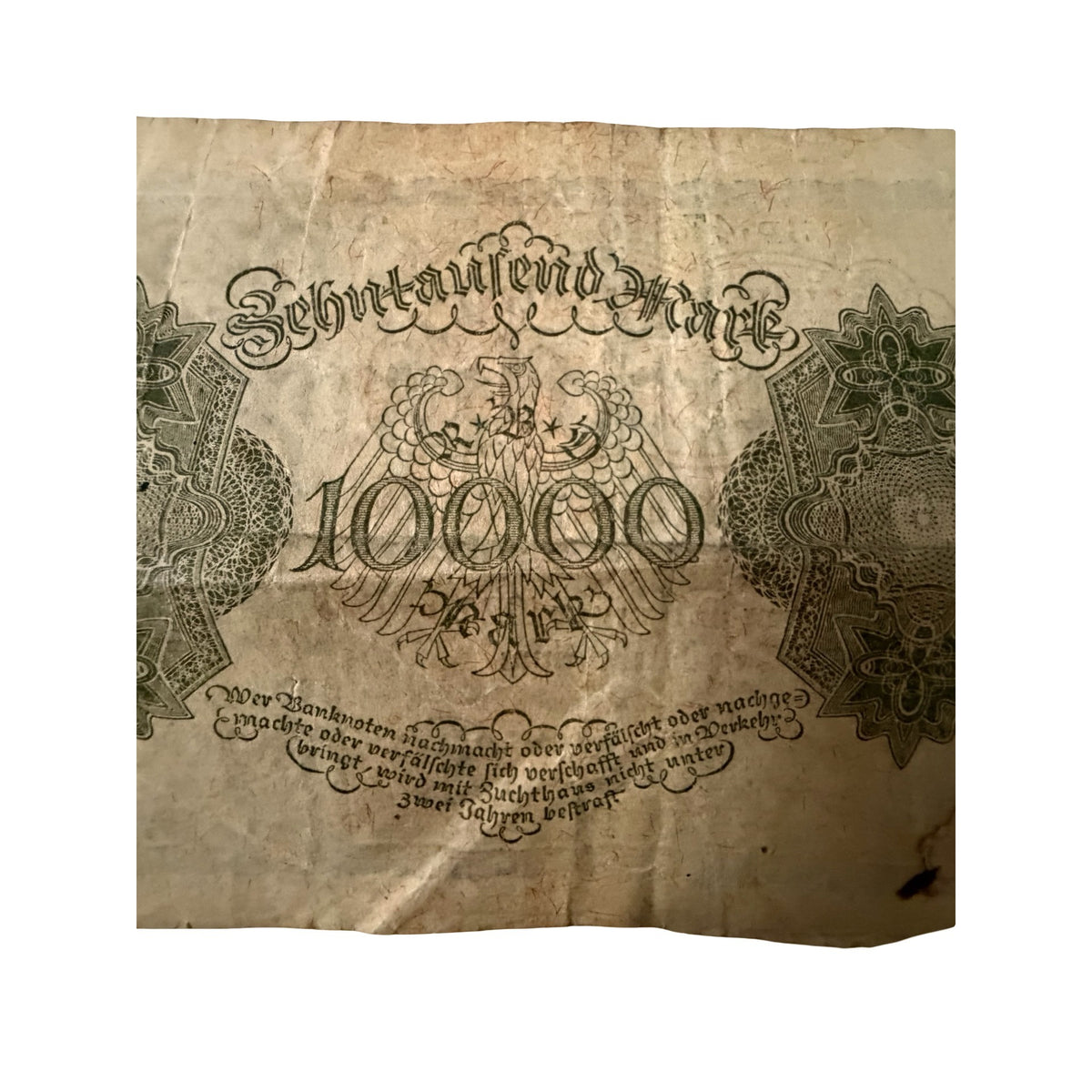 1922 Germany 10000 Mark P72 Vampire Note Weimar Reichsbanknote