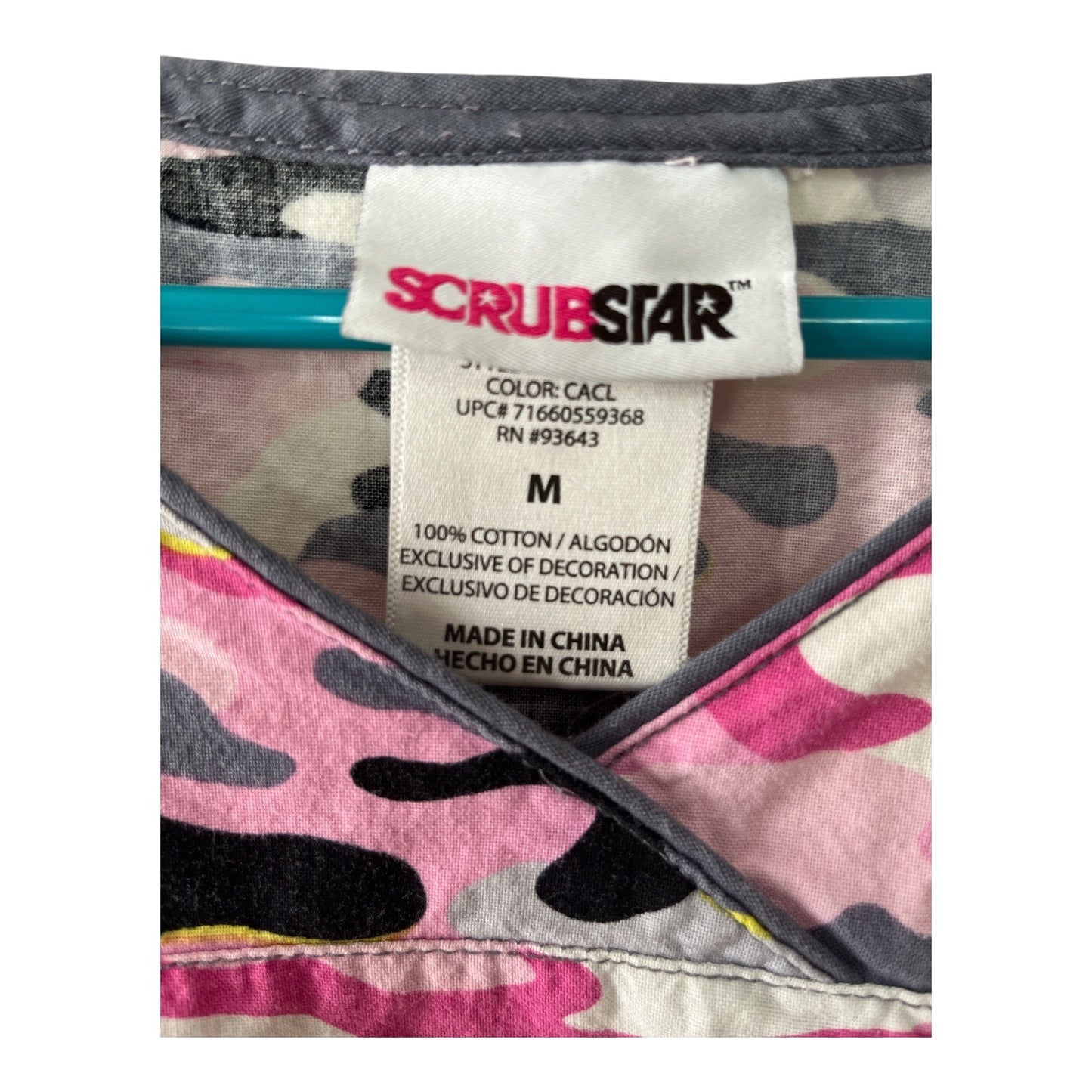 Set of 3 Women’s Size M Scrub Tops – Pink Camo, Hollywood Retro, and Floral Butterfly Prints