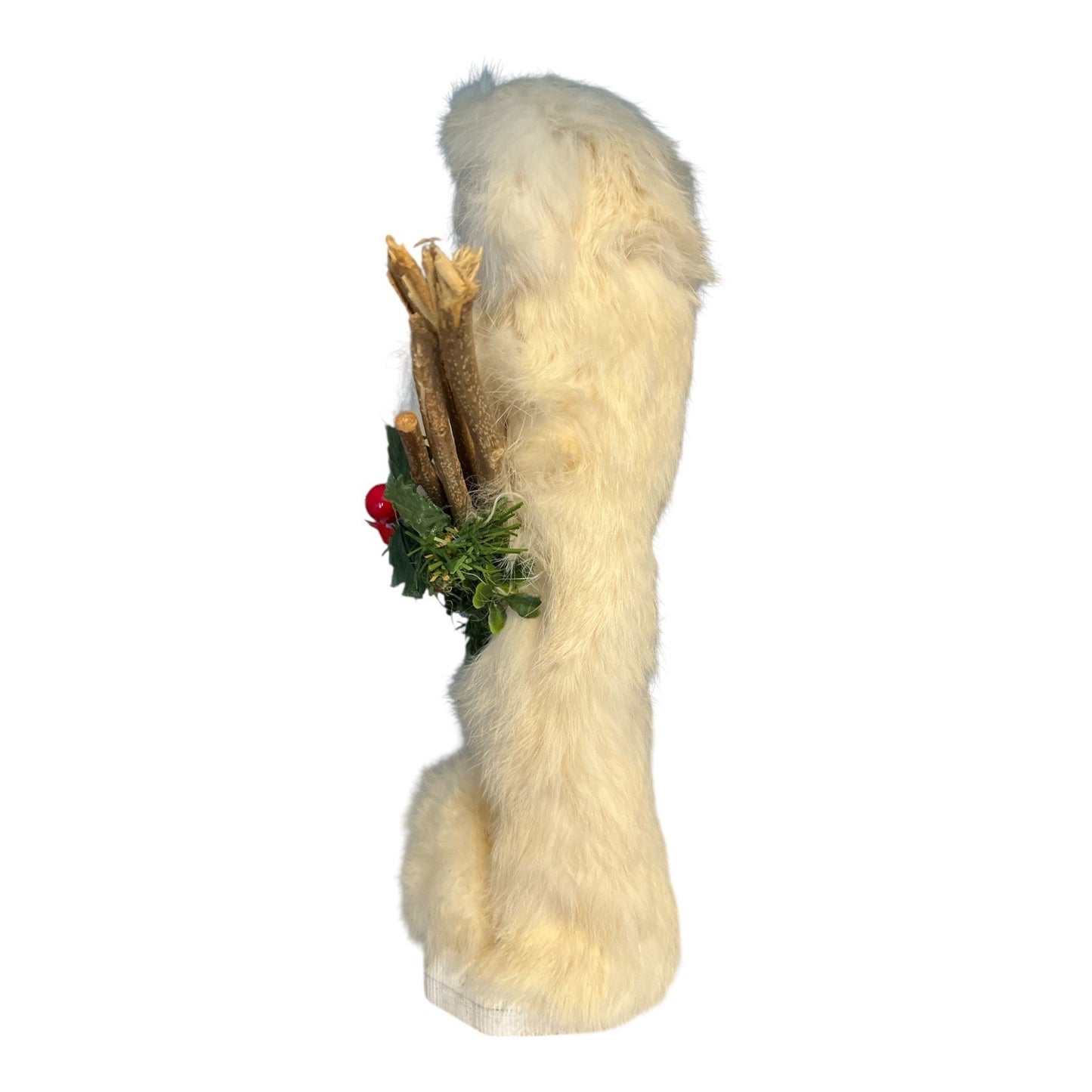 VTG Santa’s Workshop Inc. Rustic Winter White Santa – 1990s Handmade Woodland Decor – 18–20" Tall