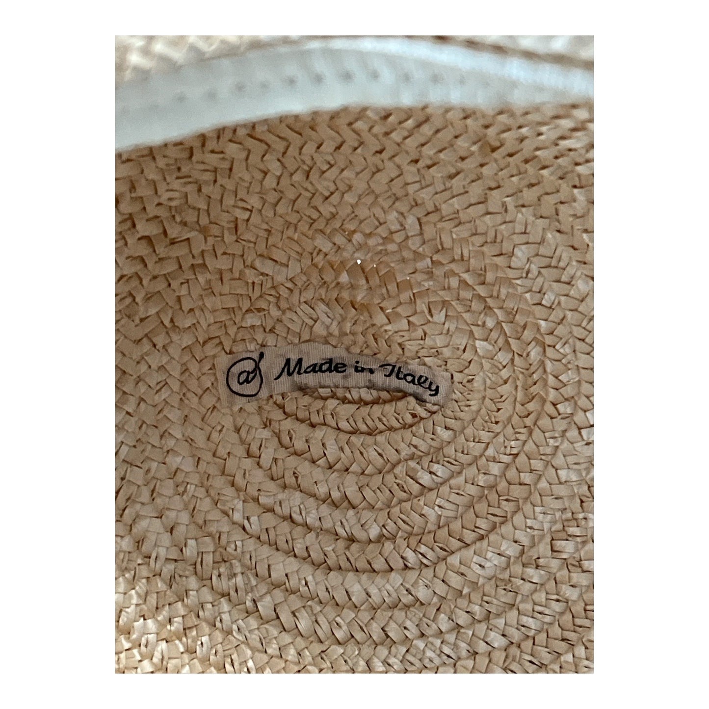 Vintage Youth-Sized Straw Hat – Made in Italy – Natural Woven with Ribbon Trim – 6" Diameter / 20" Circumference