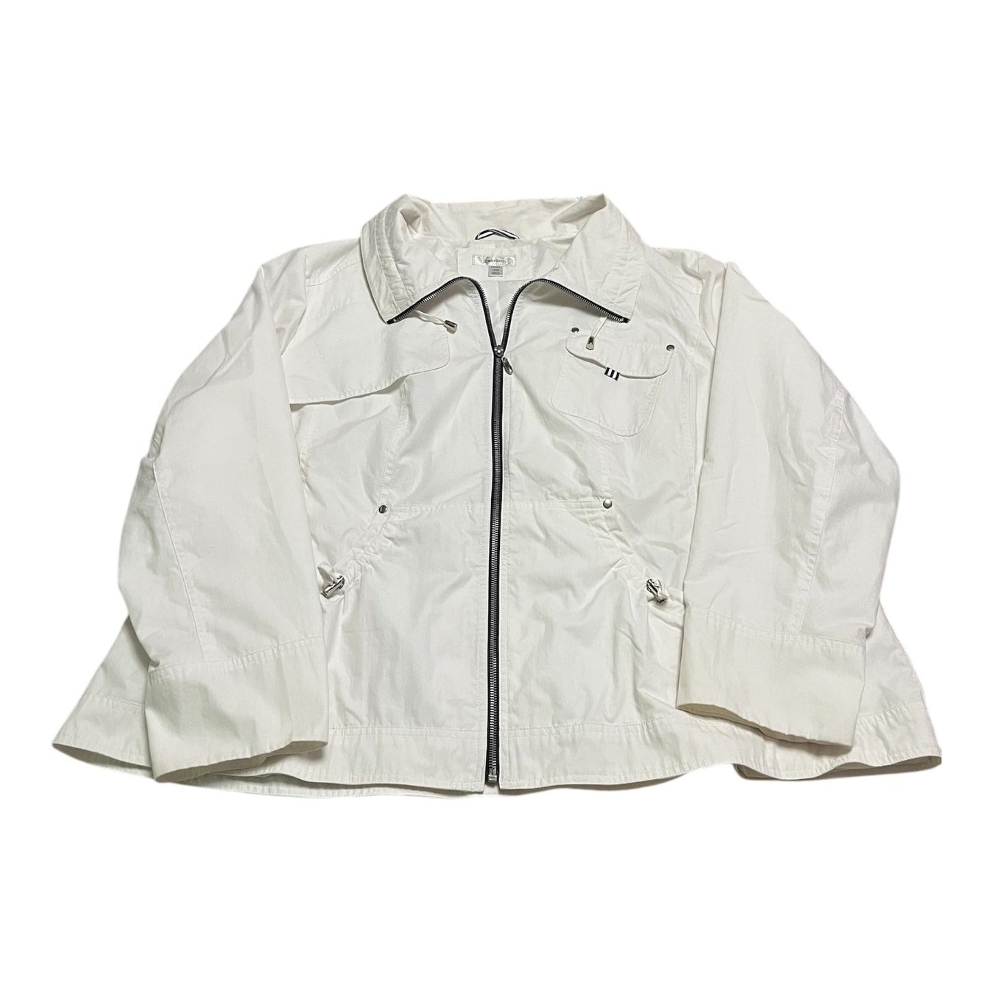 Dressbarn Woman White Utility Jacket – Size 18/20 – Cotton Nylon Blend, Full Zip, Adjustable Waist – Appears Unused