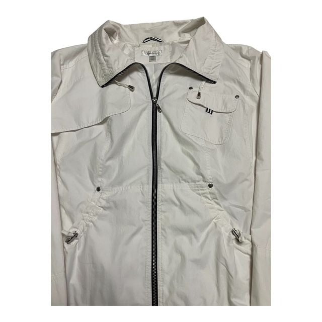 Dressbarn Woman White Utility Jacket – Size 18/20 – Cotton Nylon Blend, Full Zip, Adjustable Waist – Appears Unused
