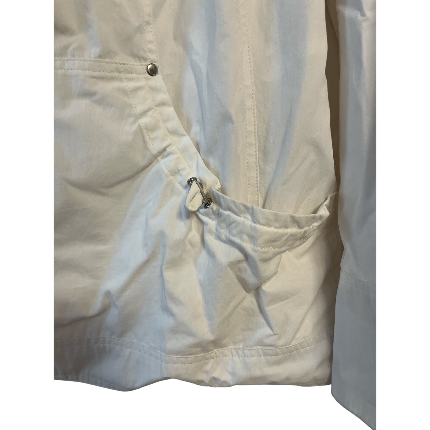 Dressbarn Woman White Utility Jacket – Size 18/20 – Cotton Nylon Blend, Full Zip, Adjustable Waist – Appears Unused