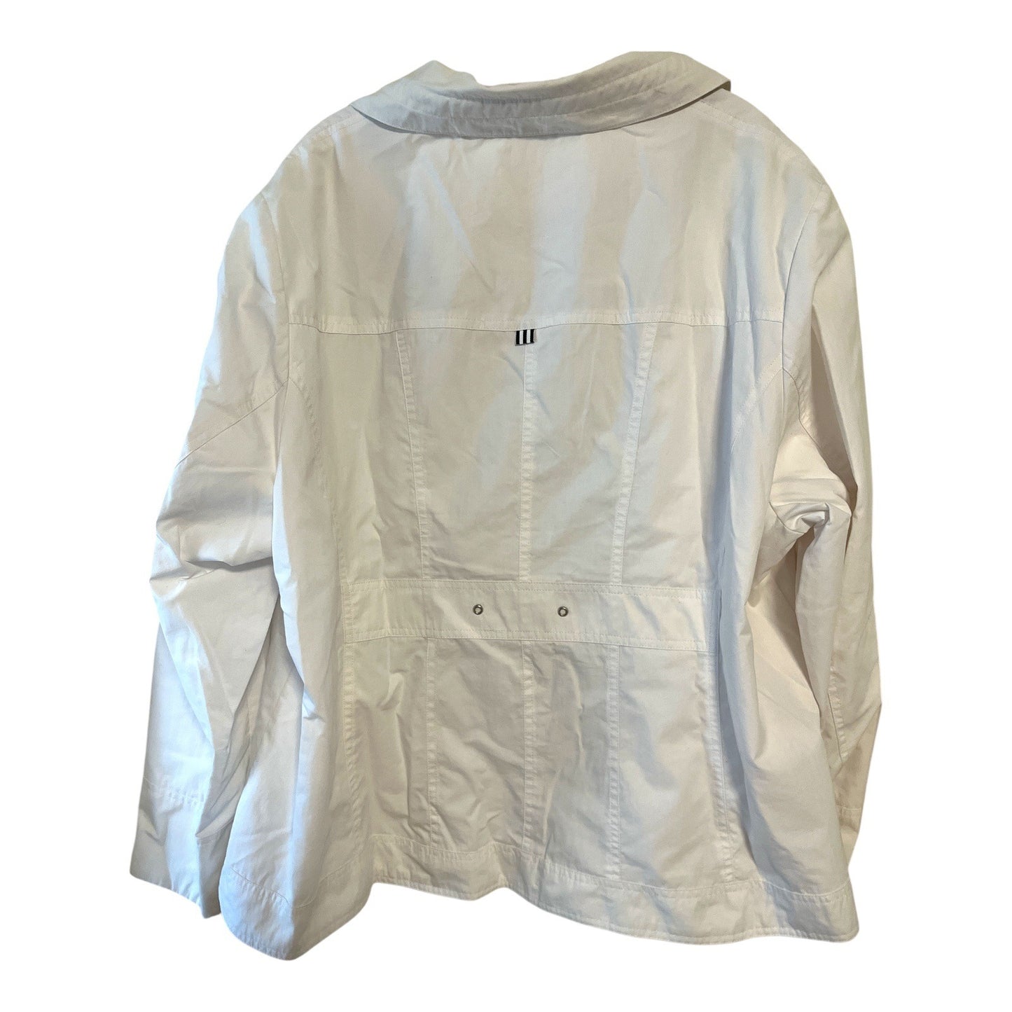 Dressbarn Woman White Utility Jacket – Size 18/20 – Cotton Nylon Blend, Full Zip, Adjustable Waist – Appears Unused