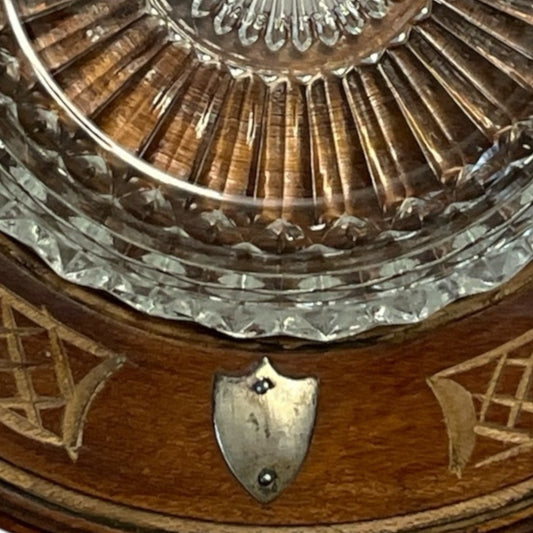 1950s Vintage Butter Dish – Carved Wood Board with Glass Duralex Insert – French Pressed Glass – Rustic Farmhouse Kitchen Decor