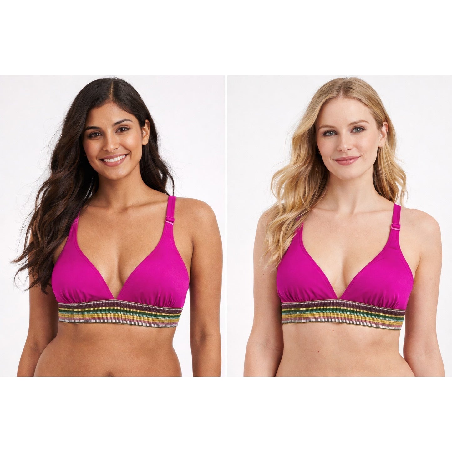 Gibson Latimer Bikini Top Size L Fuchsia Pink Metallic Band NWT