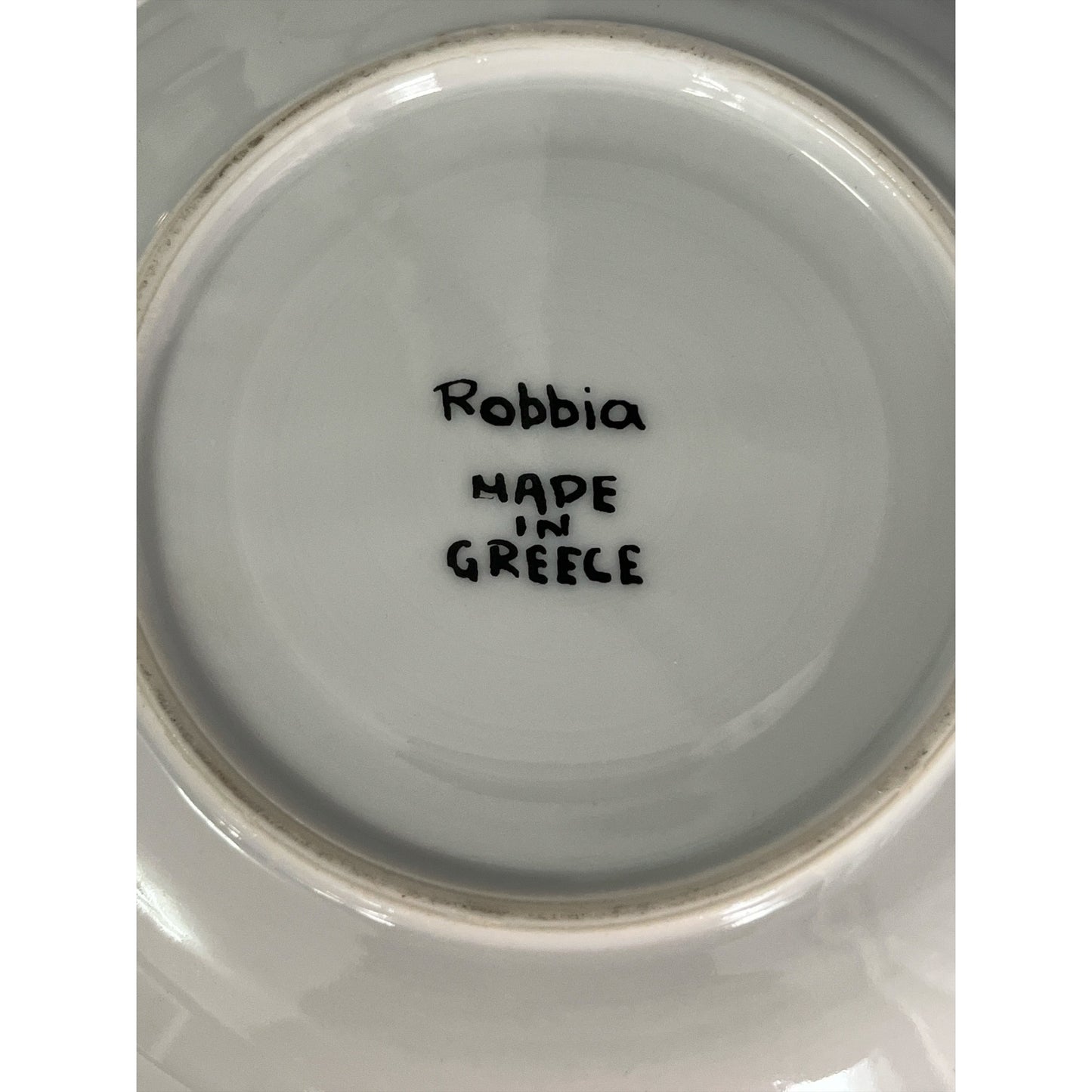 Vintage Robbia Greece Black & White Porcelain Cups & Saucers